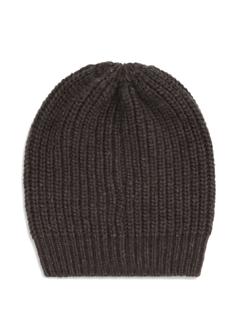 Brunello Cucinelli ribbed sequin-embellished beannie hat outlook