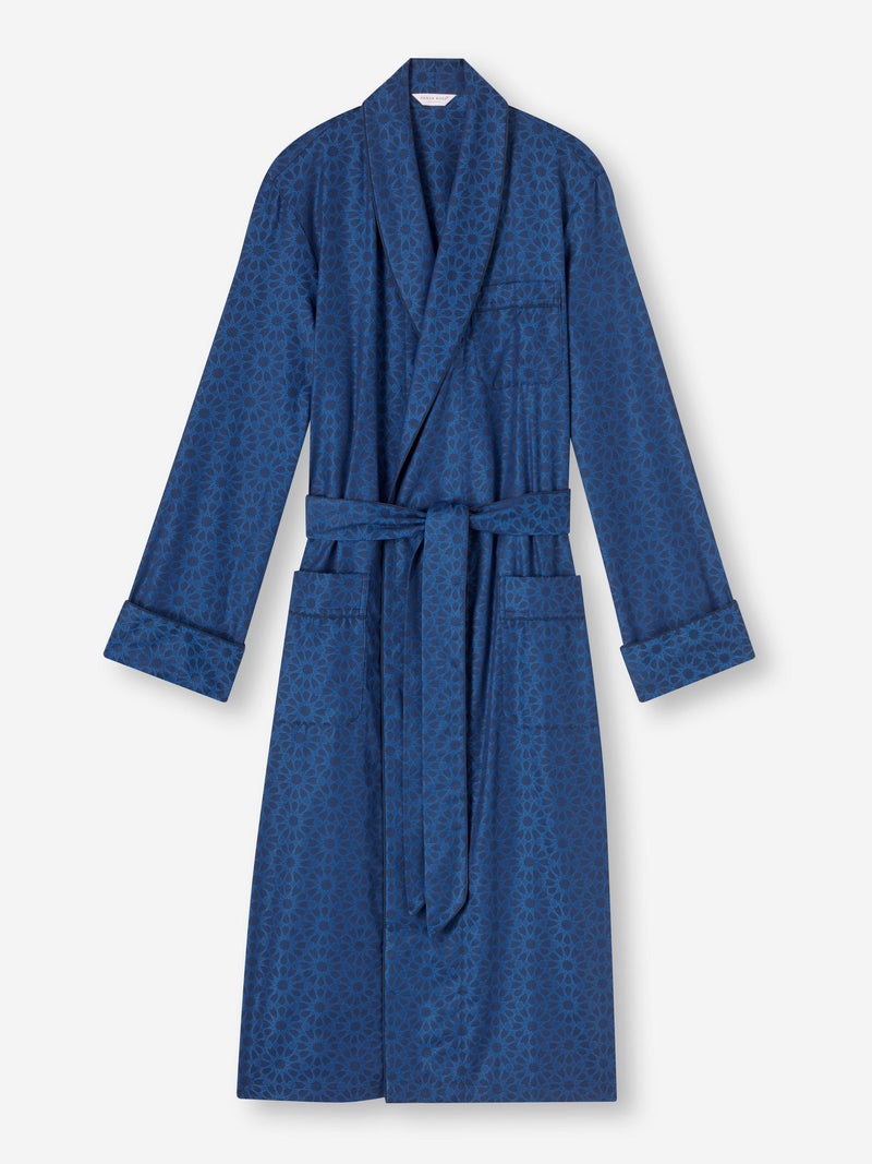 Men's Dressing Gown Paris 26 Cotton Jacquard Navy - 1