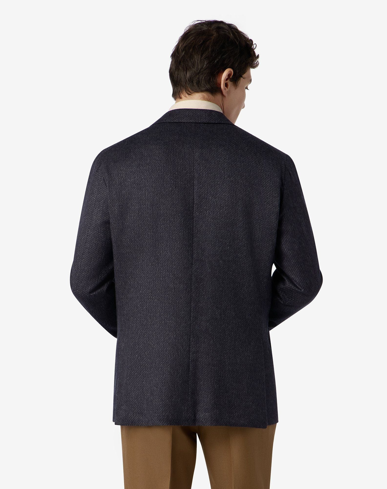 Blue unlined cashmere and silk jacket - 3