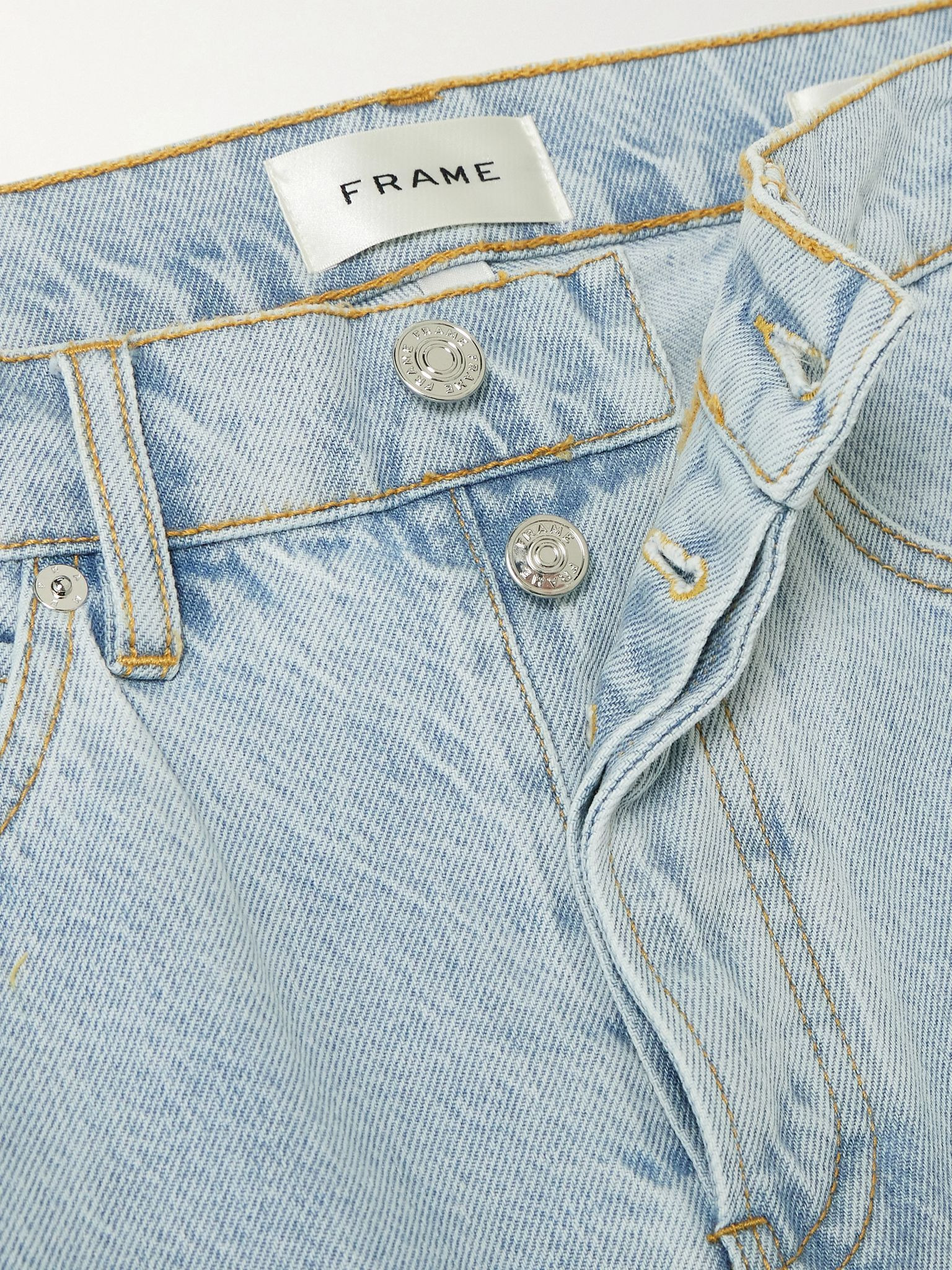 Appliquéd cropped high-rise straight-leg jeans Light denim - 5