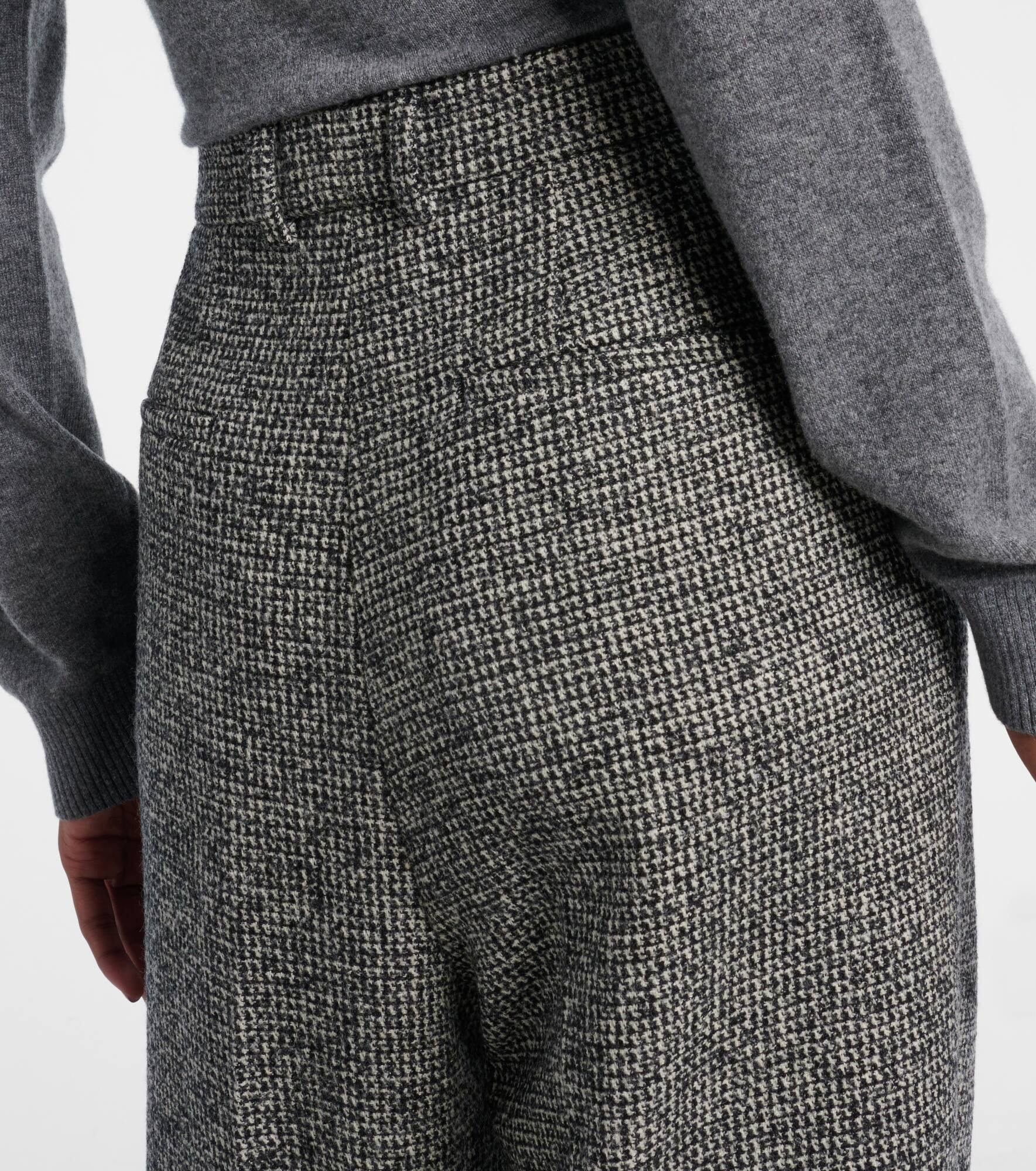 Pleated wool-blend wide-leg pants - 6