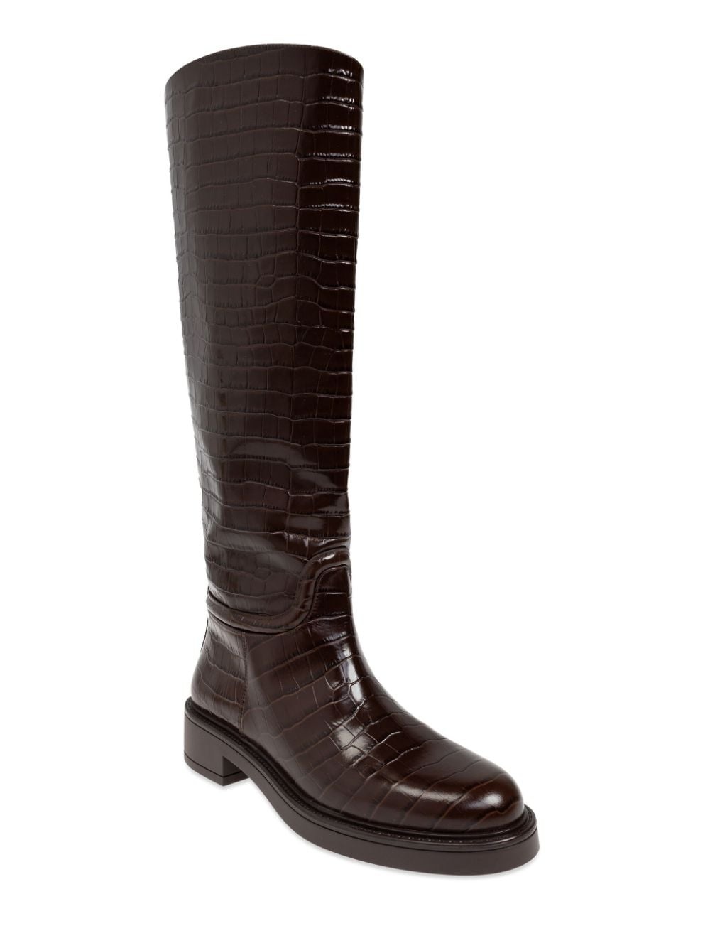 crocodile-embossed leather boots - 4