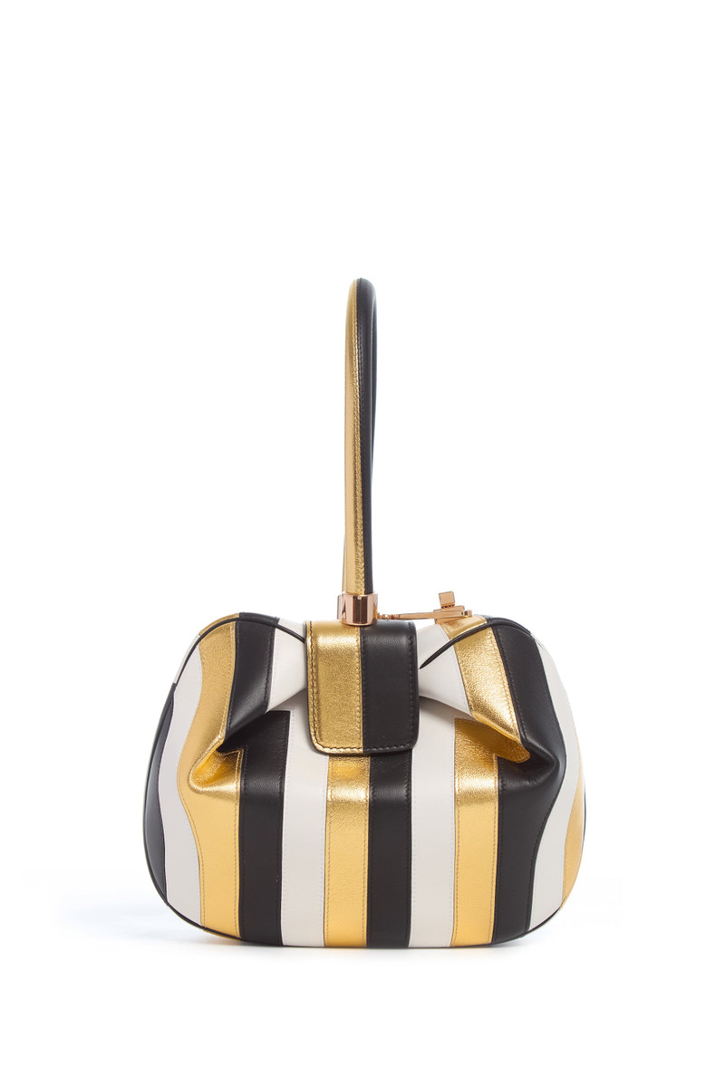 GABRIELA HEARST Nina Bag in Gold, Black & Ivory Stripes Nappa Leather outlook