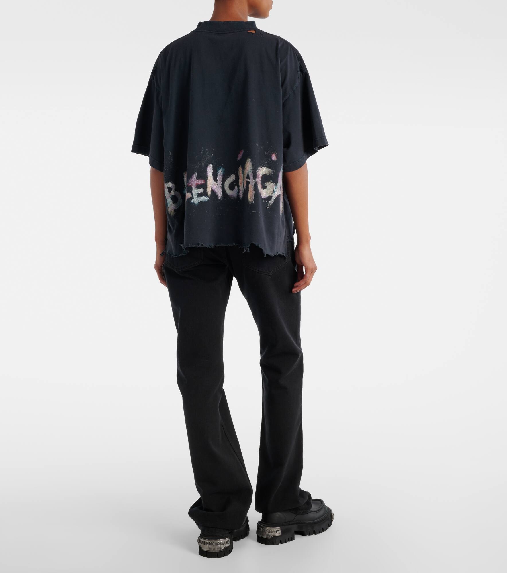 BALENCIAGA＊Tシャツ（NAIL POLISH IN JERSEY） Buy Balenciaga Black Nail Polish Cropped T-shirt in Vintage