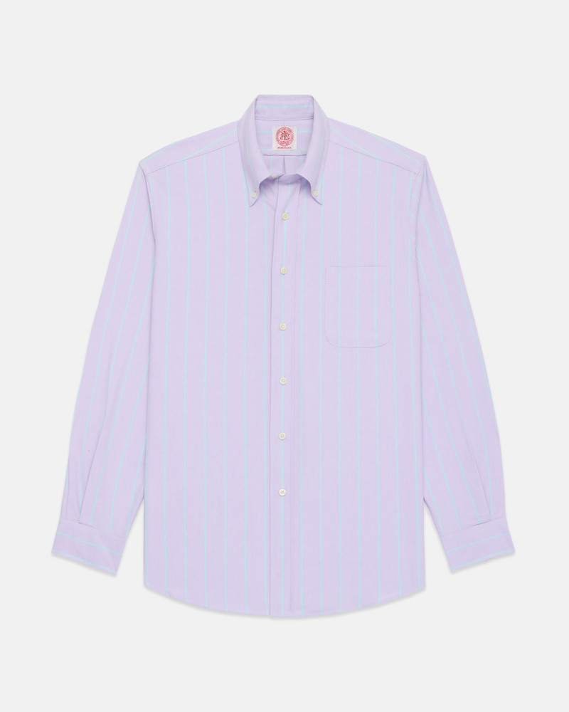 J. PRESS MADE-IN-USA PURPLE WITH GREEN STRIPE OXFORD CLOTH SPORT SHIRT - CLASSIC FIT outlook