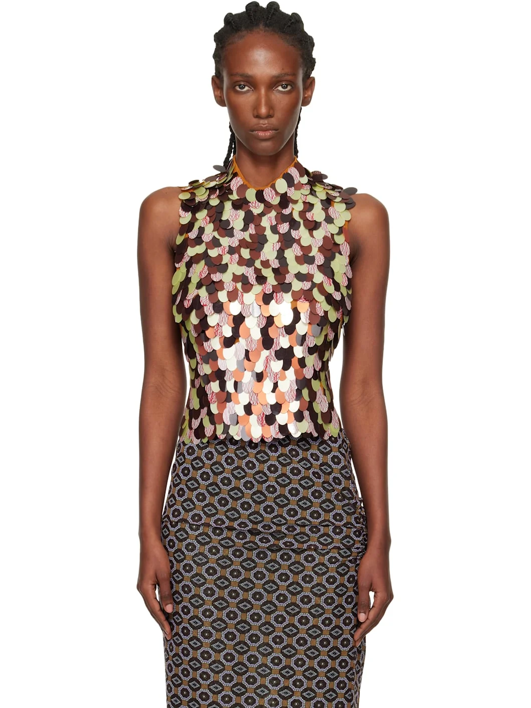 Multicolor Sequined Bib Top - 1