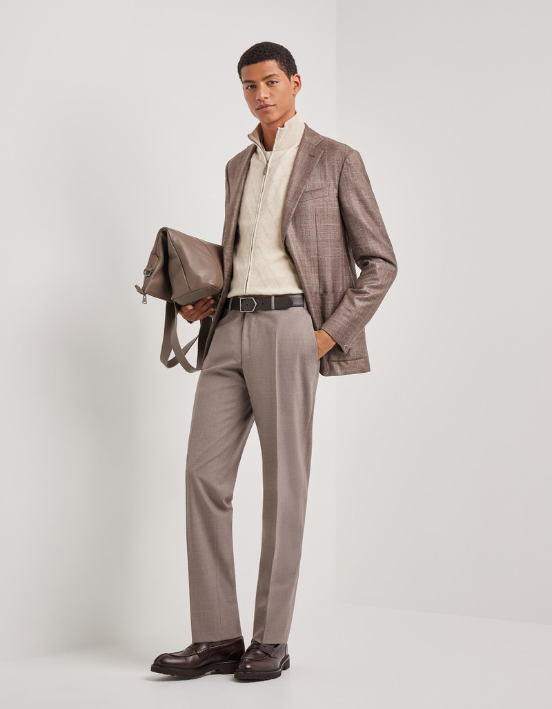 Canali WALNUT HIGH-WAISTED PLEATLESS STRETCH WOOL PANTS outlook