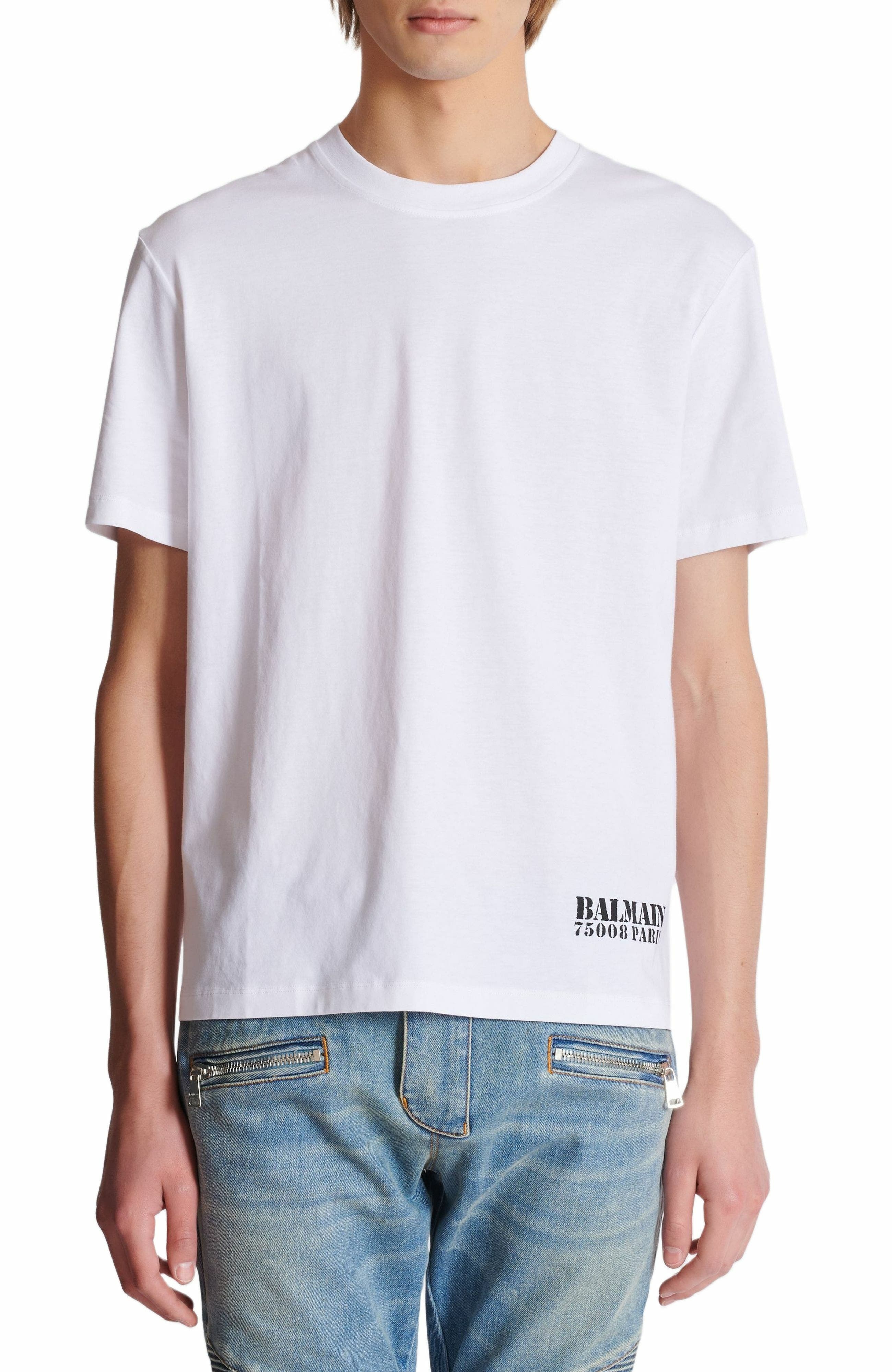 Small Balmain Stamp printed T-shirt in White at Nordstrom - 8