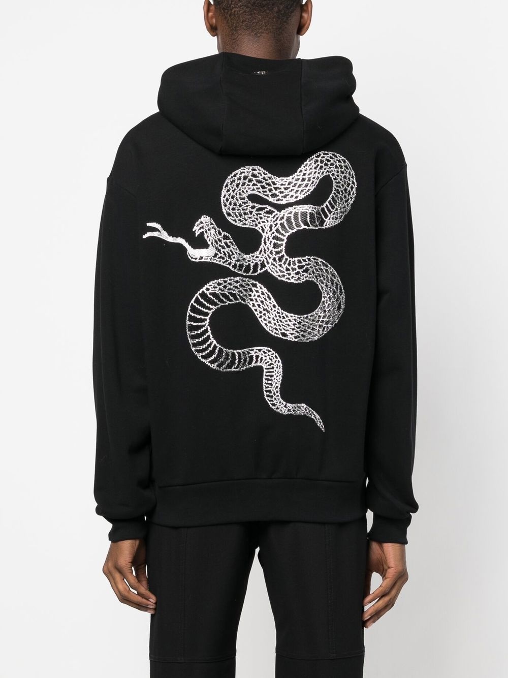 embellished snake-print detail hoodie - 4