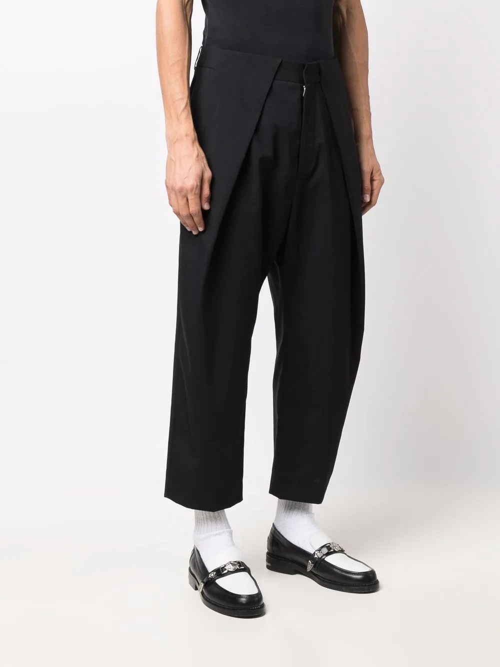 draped straight-leg cropped trousers - 3