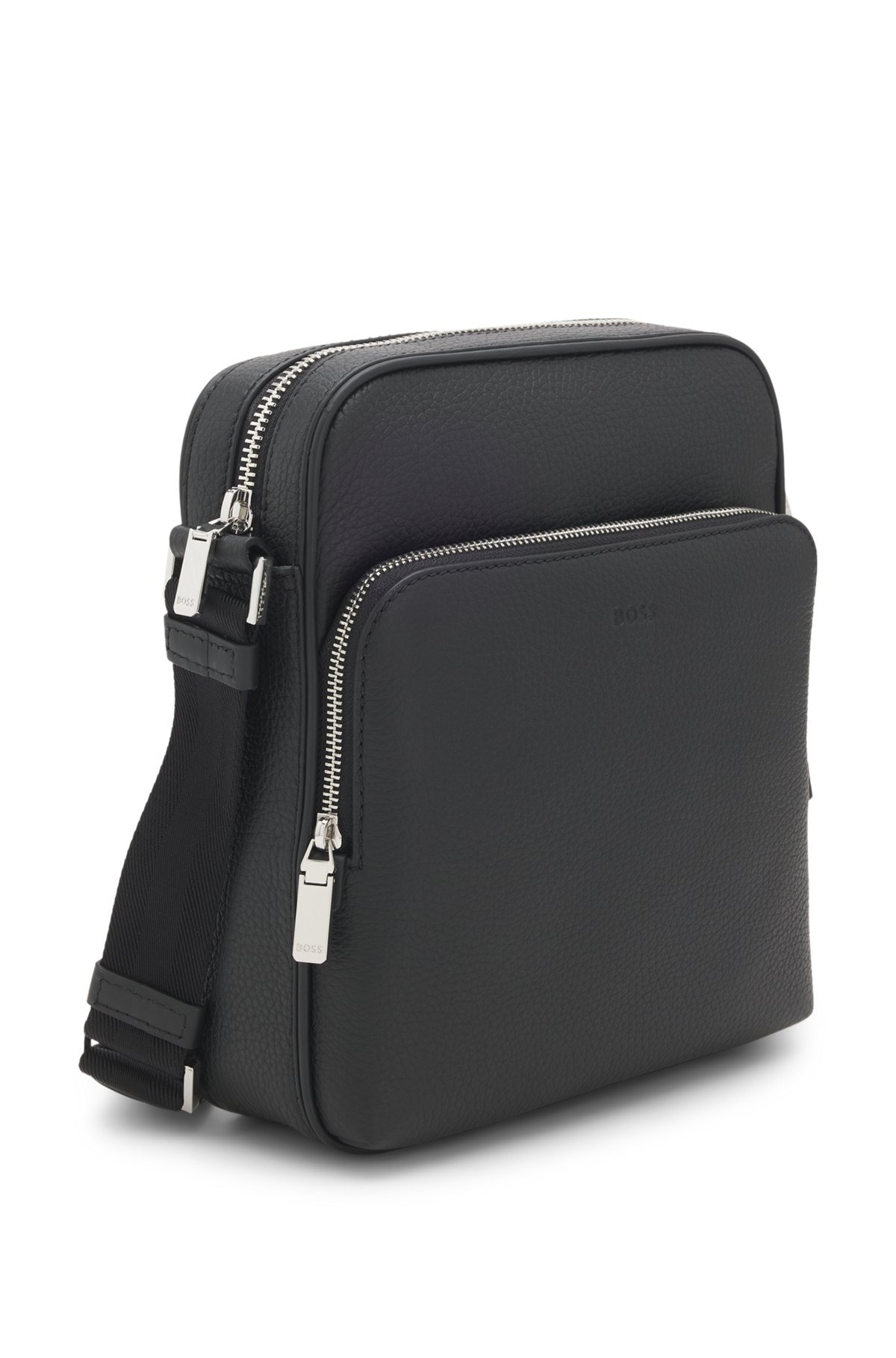 REPORTER BAG IN GRAINED ITALIAN LEATHER WITH EMBOSSED LOGO - 5