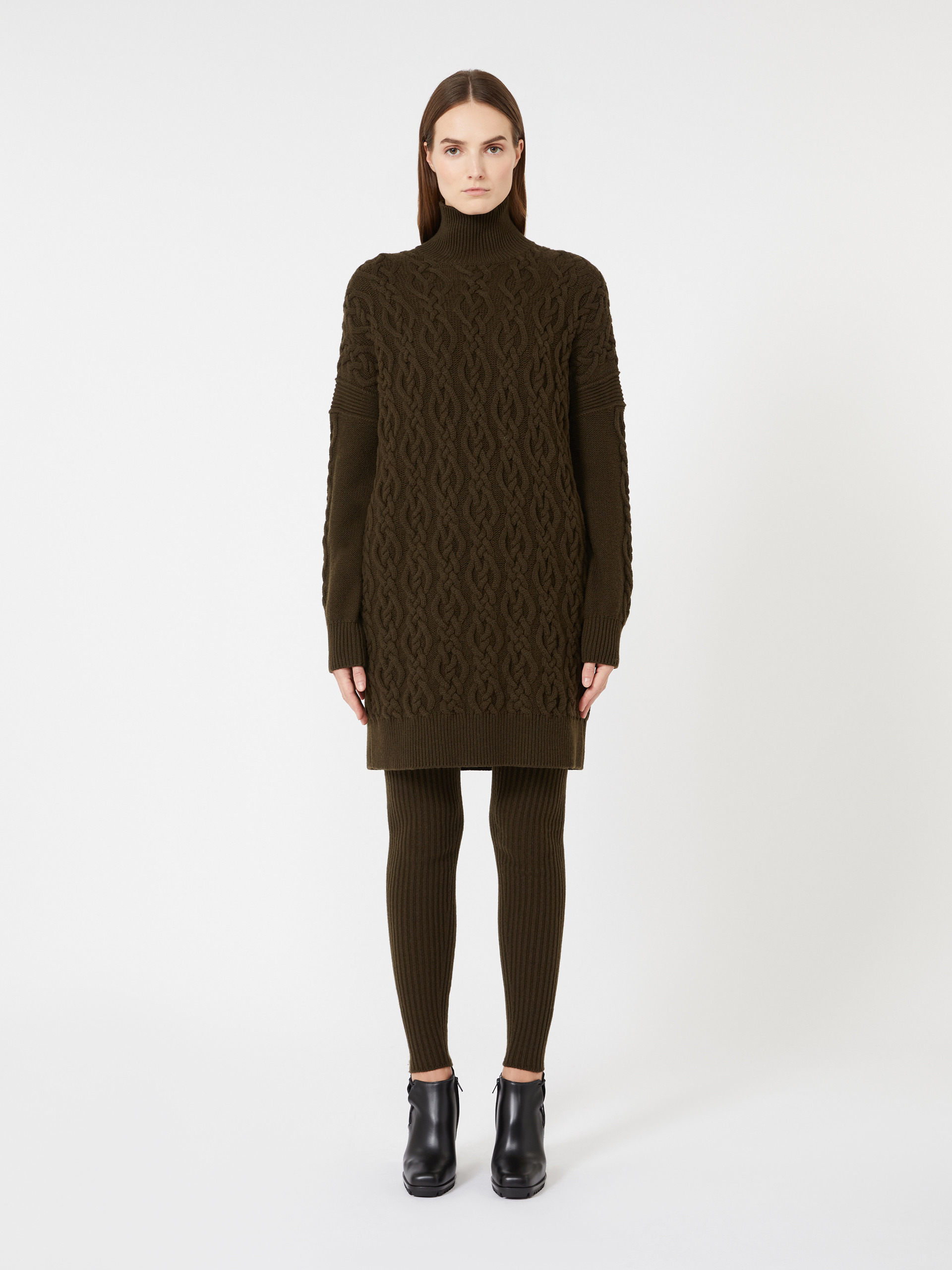 AZZURRO1234 Wool and cashmere cable-knit dress - 3