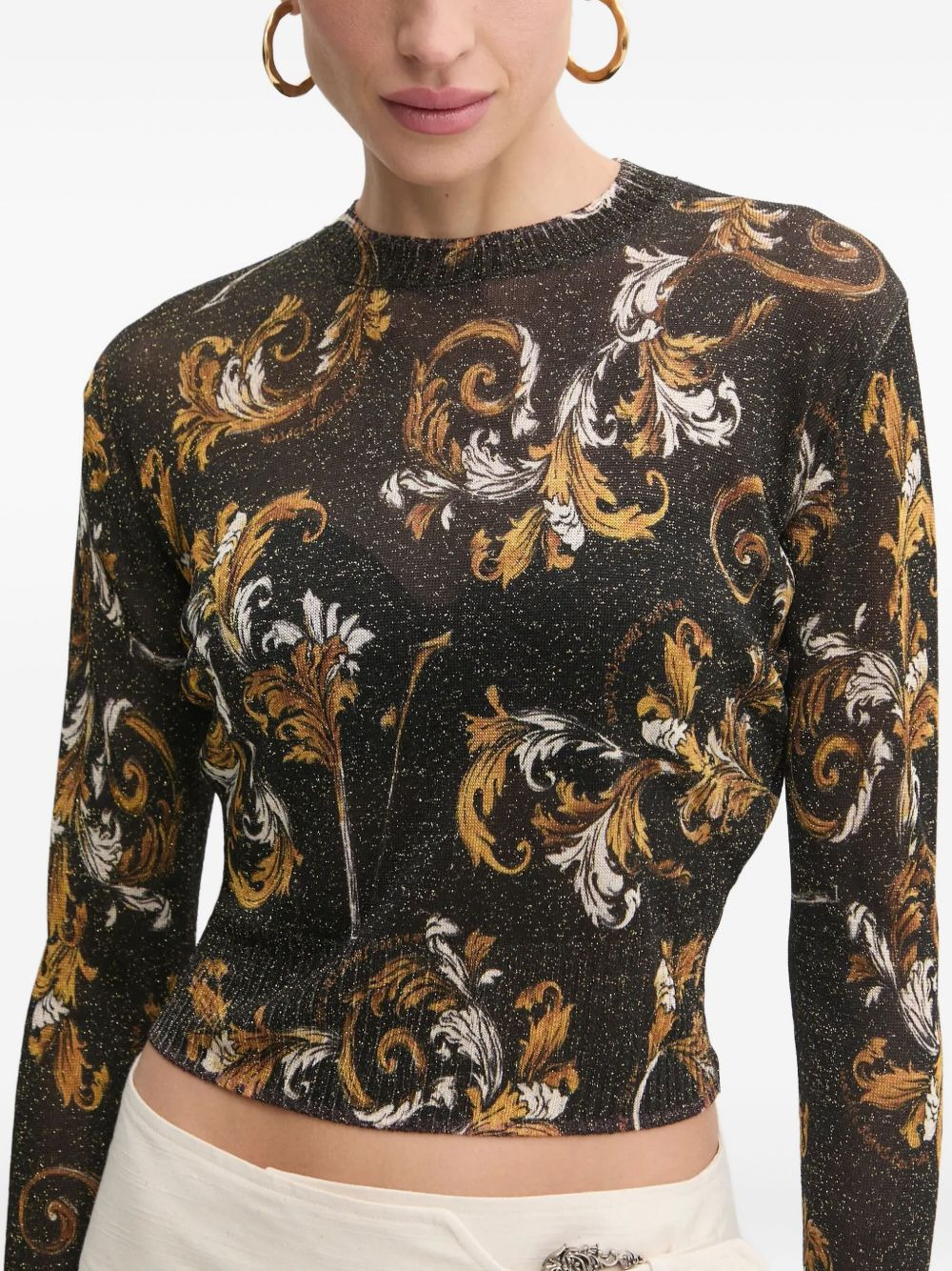 Barocco-pattern lurex jumper - 4
