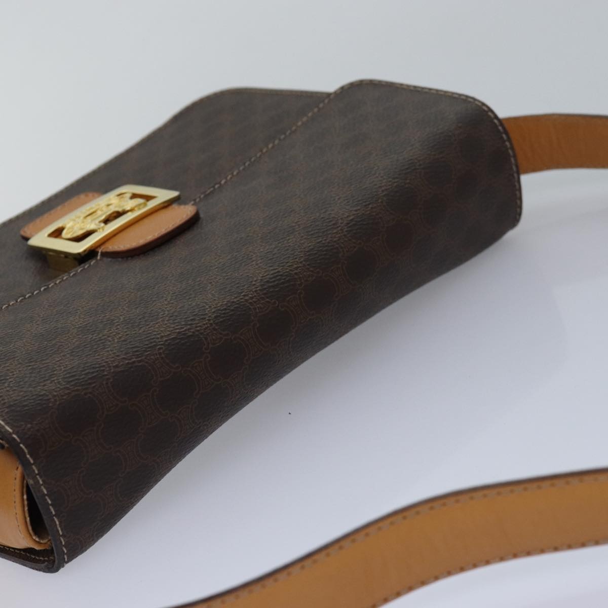 CELINE Macadam Canvas Shoulder Bag Pvc Leather Brown - 6