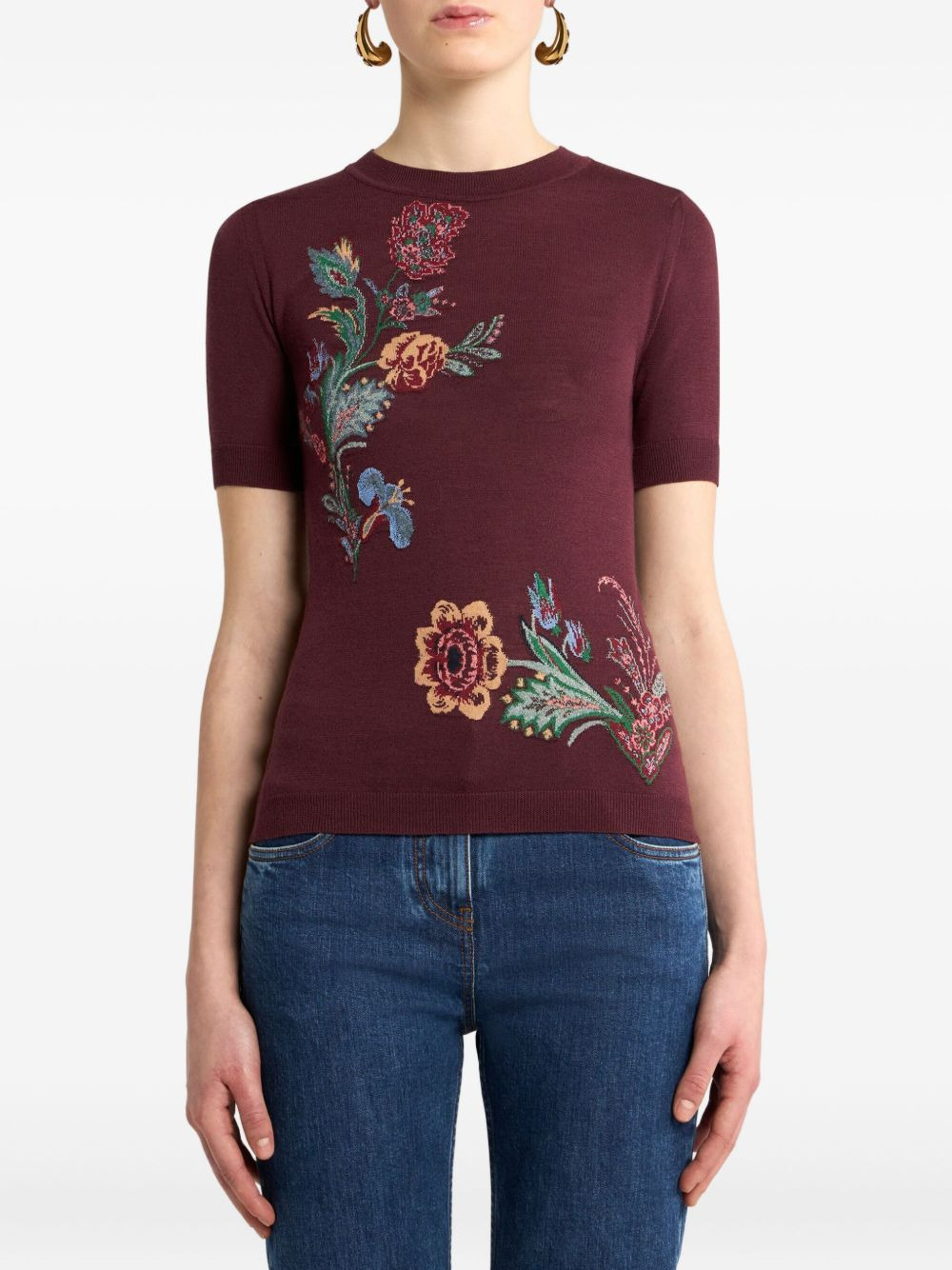 floral-jacquard top - 2