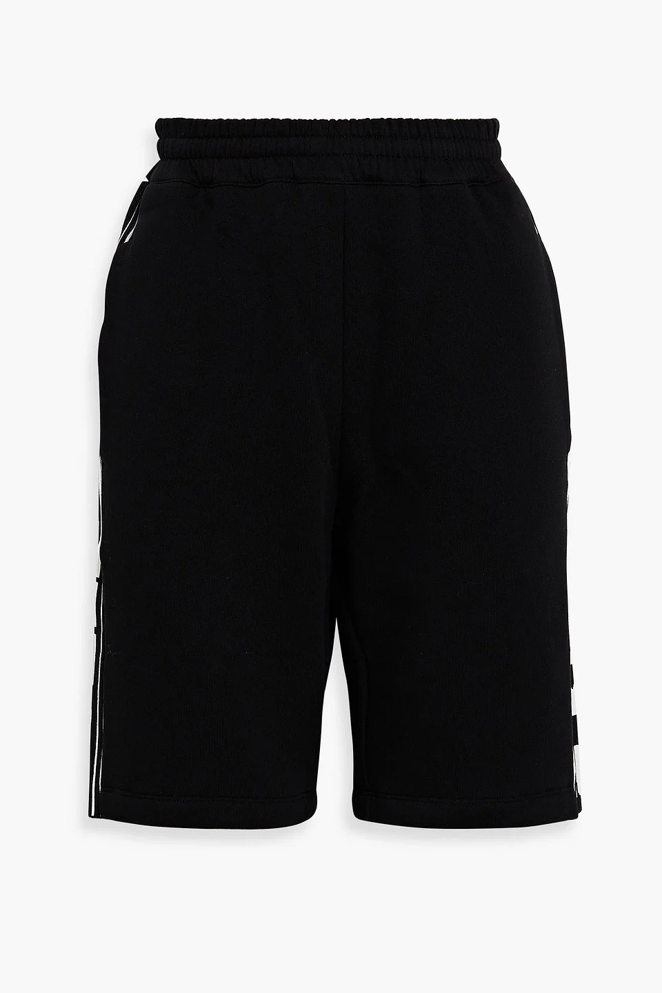 Jacquard-trimmed cotton-fleece shorts - 1