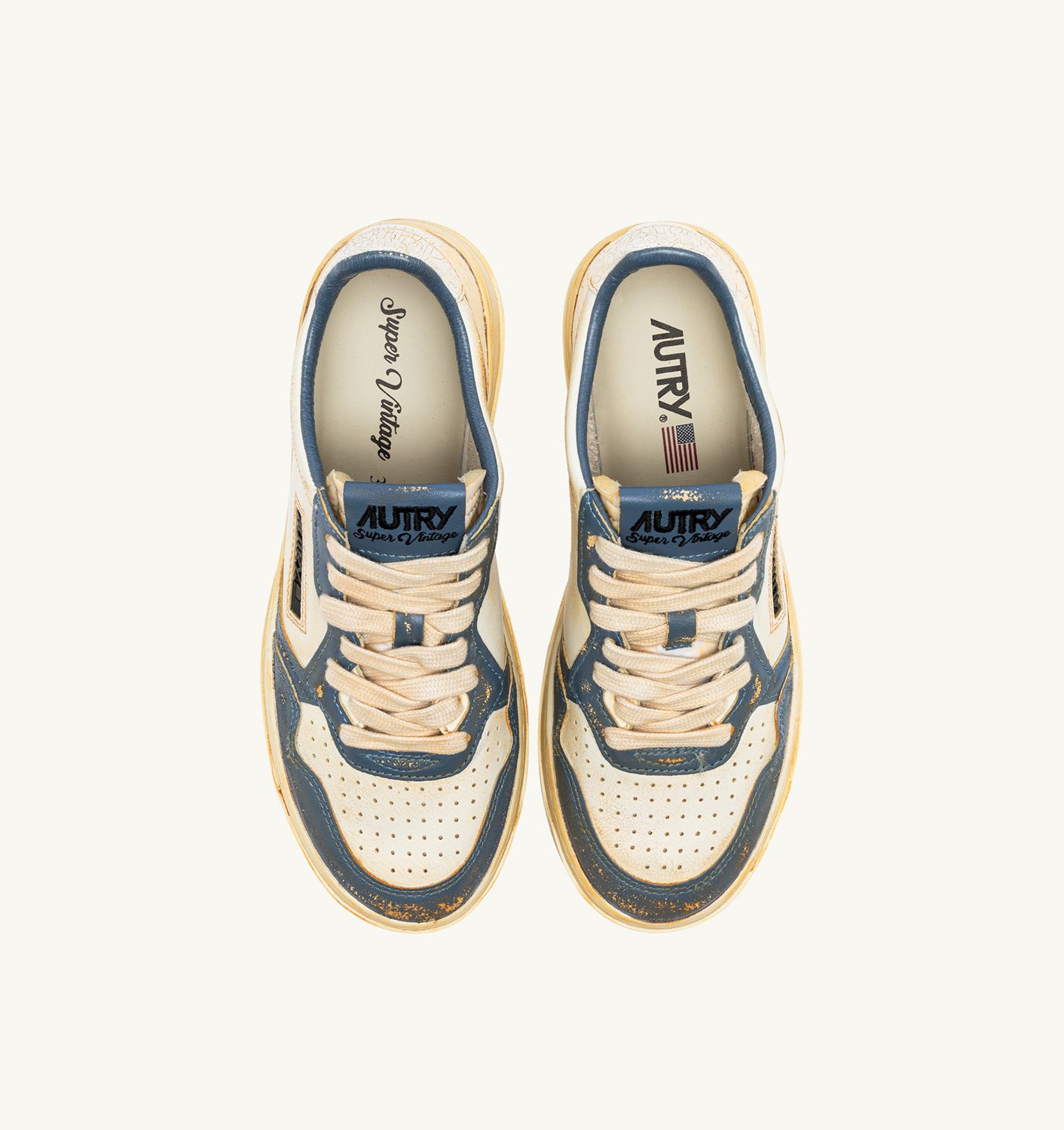 MEDALIST LOW SUPER VINTAGE SNEAKERS IN MARSHMALLOW AND SILVER-BLUE LEATHER - 5