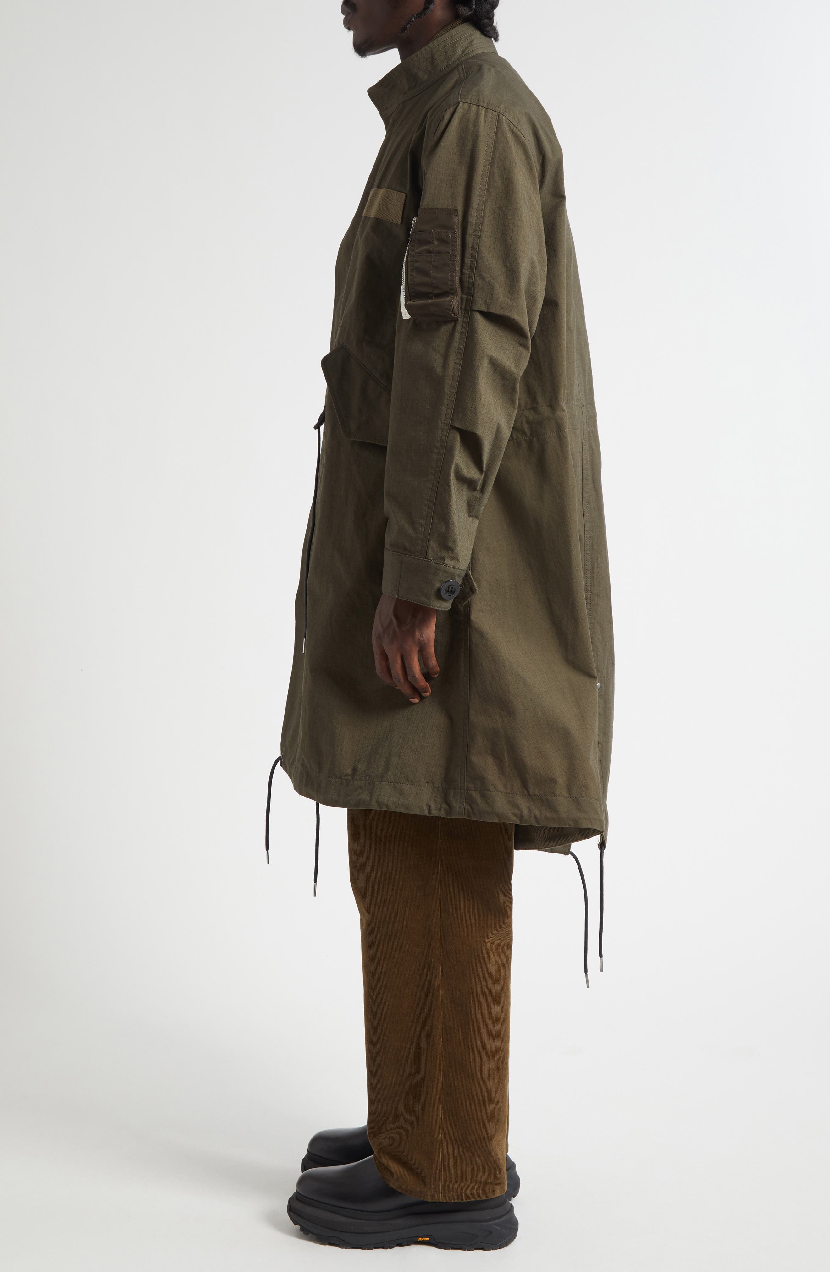 Sacai Cotton & Nylon Ripstop Coat in Khaki at Nordstrom - 4