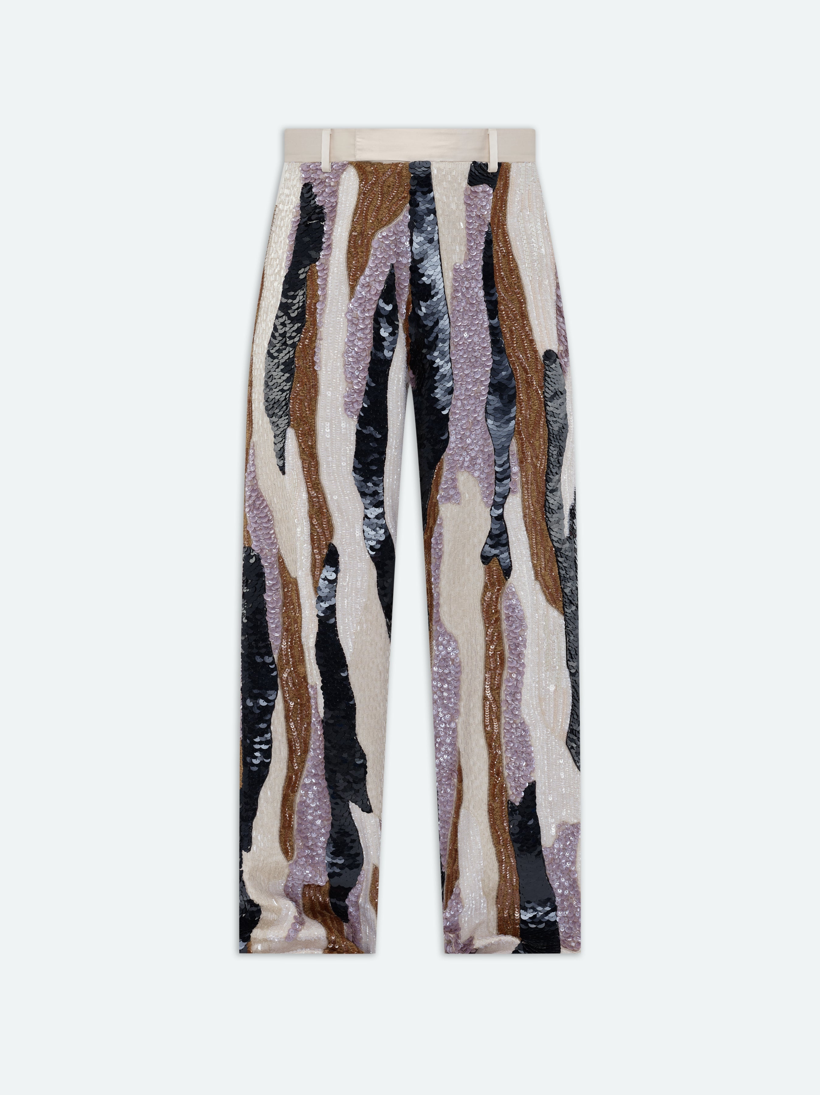 MIXED MEDIA SEQUIN BAGGY PANT - 1