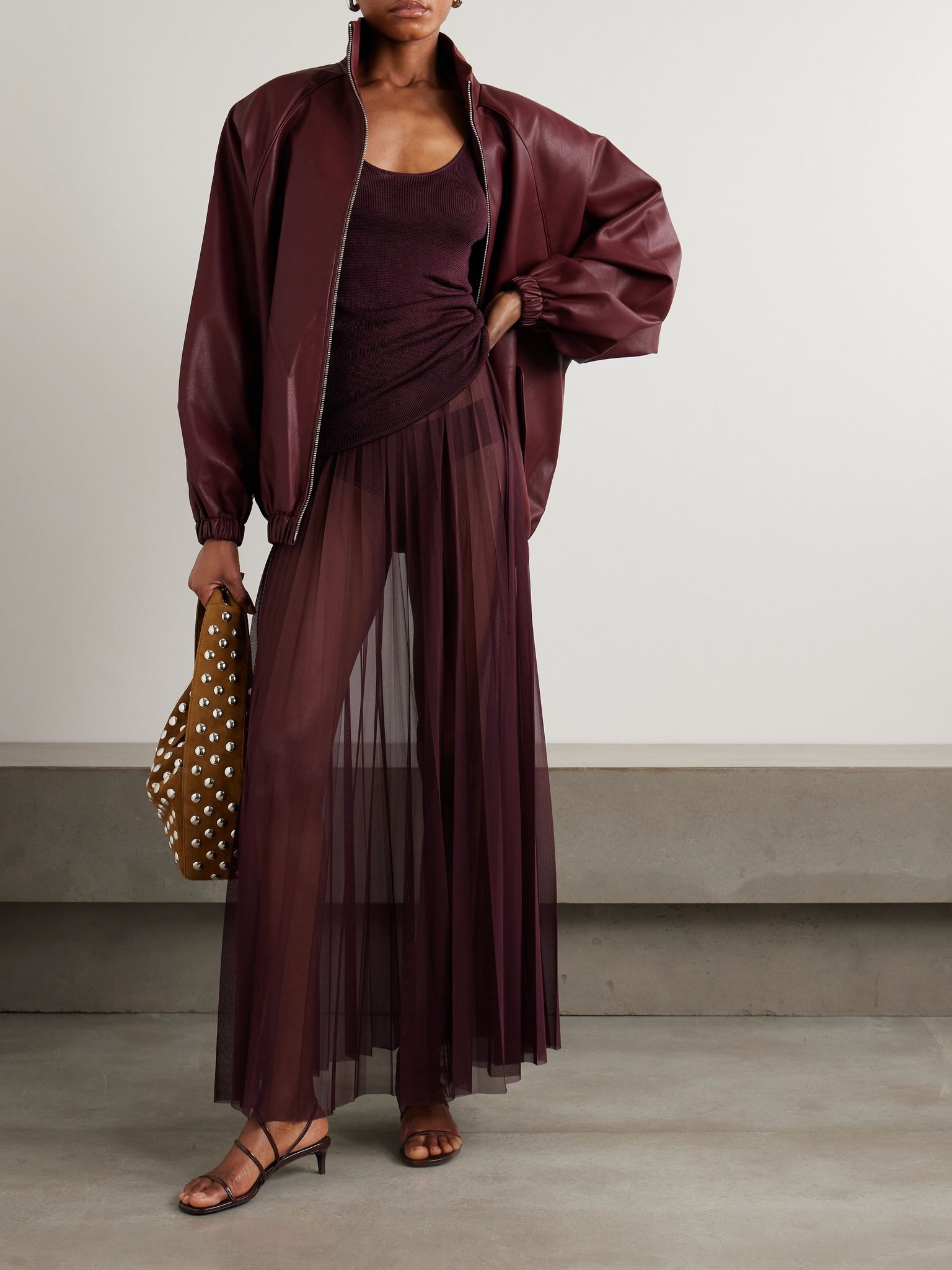 Senta oversized bomber jacket Burgundy - 5