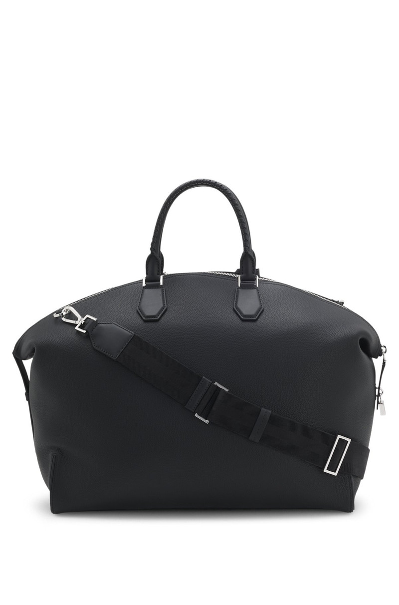 GRAINED-LEATHER HOLDALL WITH DETACHABLE METAL PADLOCK 1