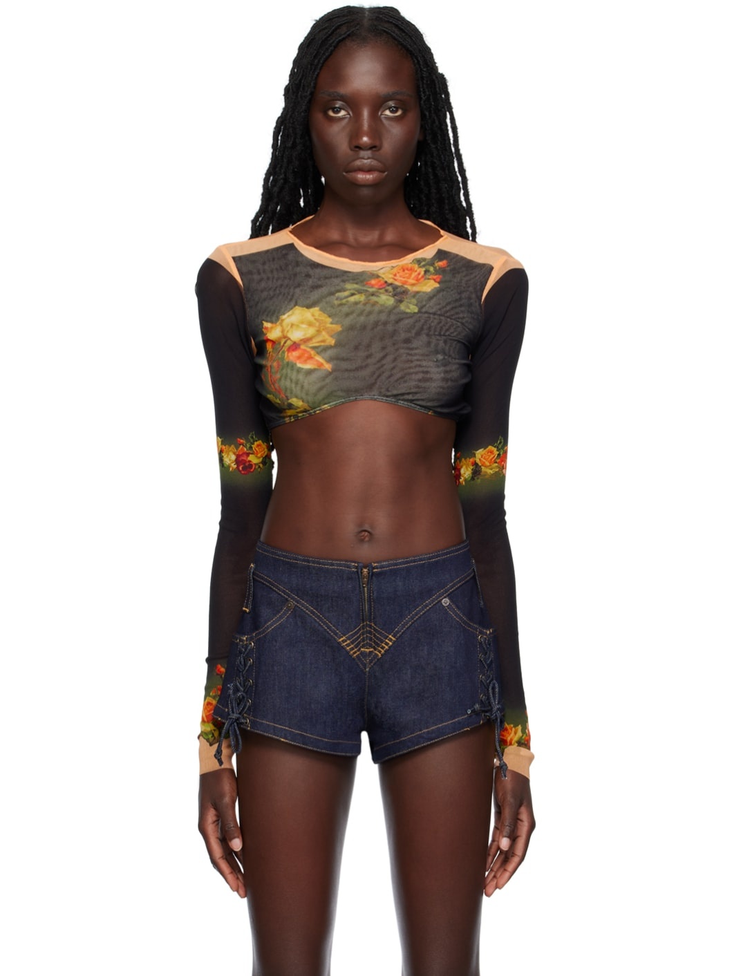 Black & Orange 'The Fleurs Petit Grand' T-Shirt - 1