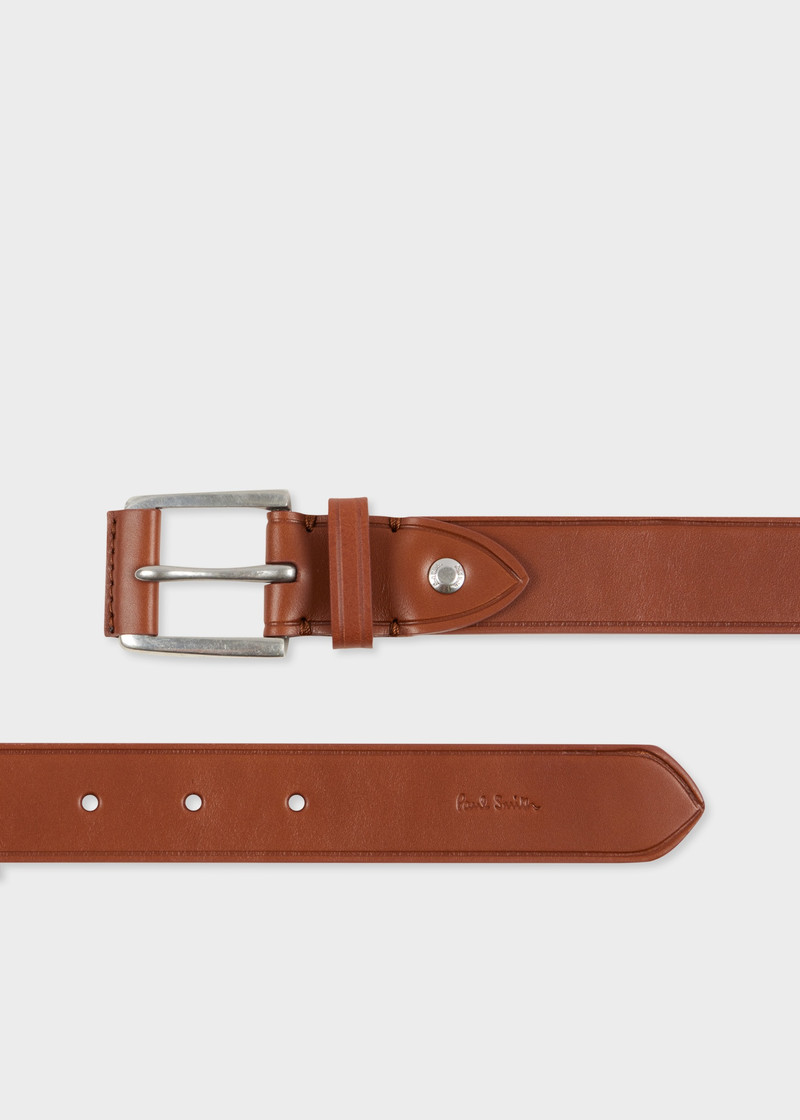 Tan Leather with Branded Rivet Belt 1