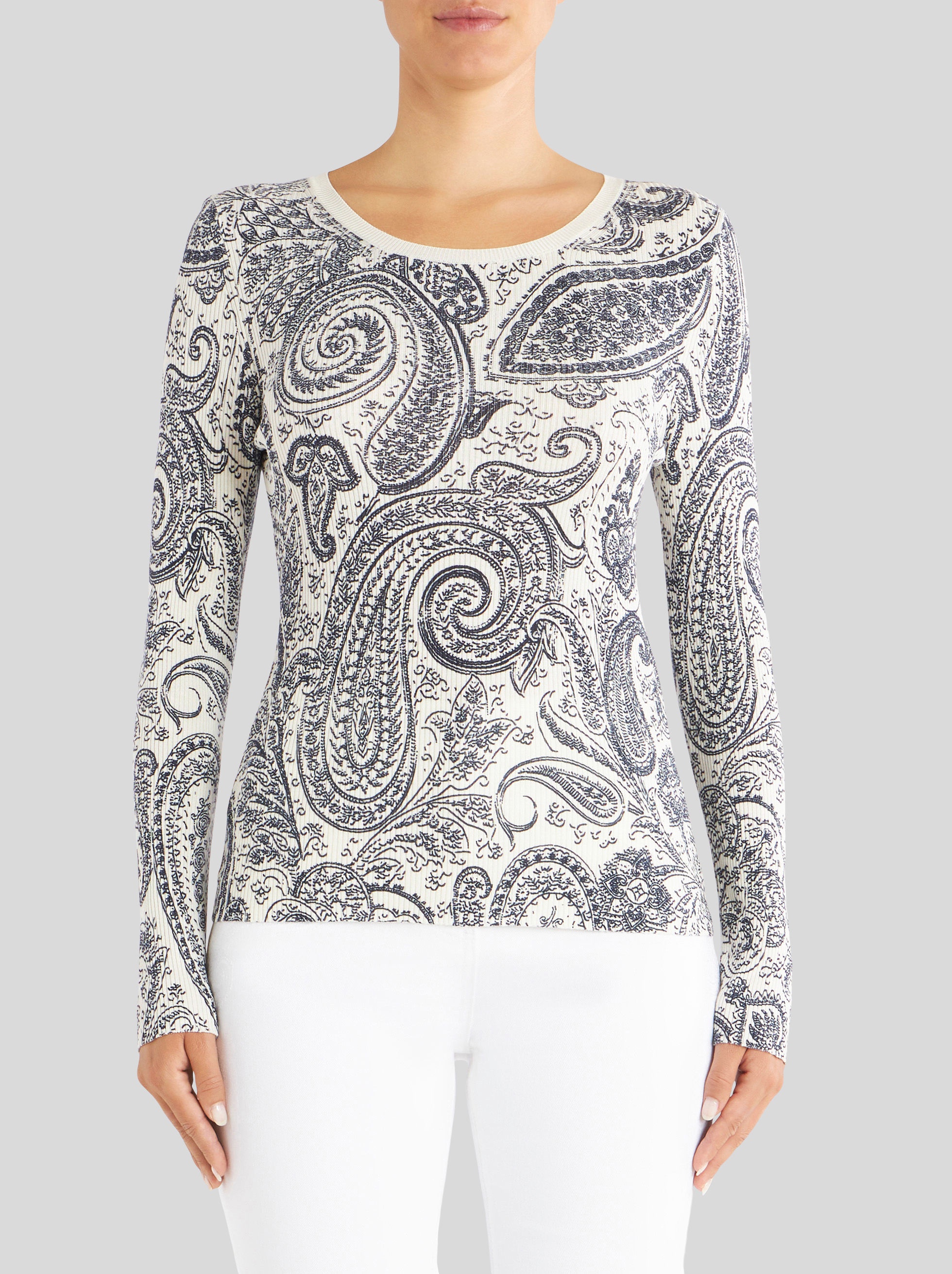 PAISLEY DESIGN SILK AND VISCOSE JUMPER - 2