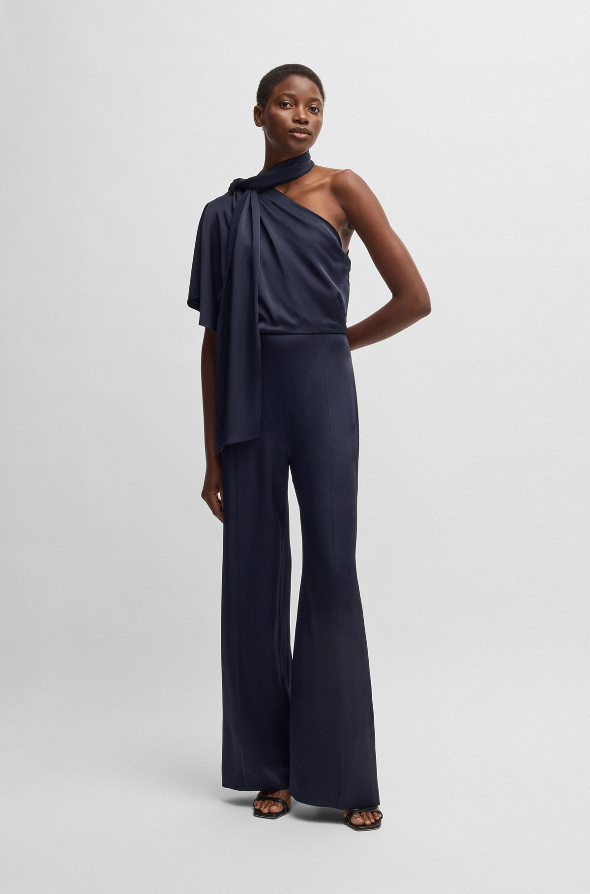 ONE-SHOULDER JUMPSUIT WITH TIE NECKLINE - 3