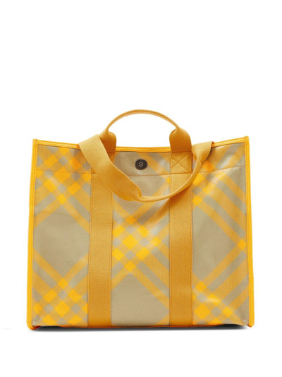 Burberry plaid-check cotton tote bag outlook