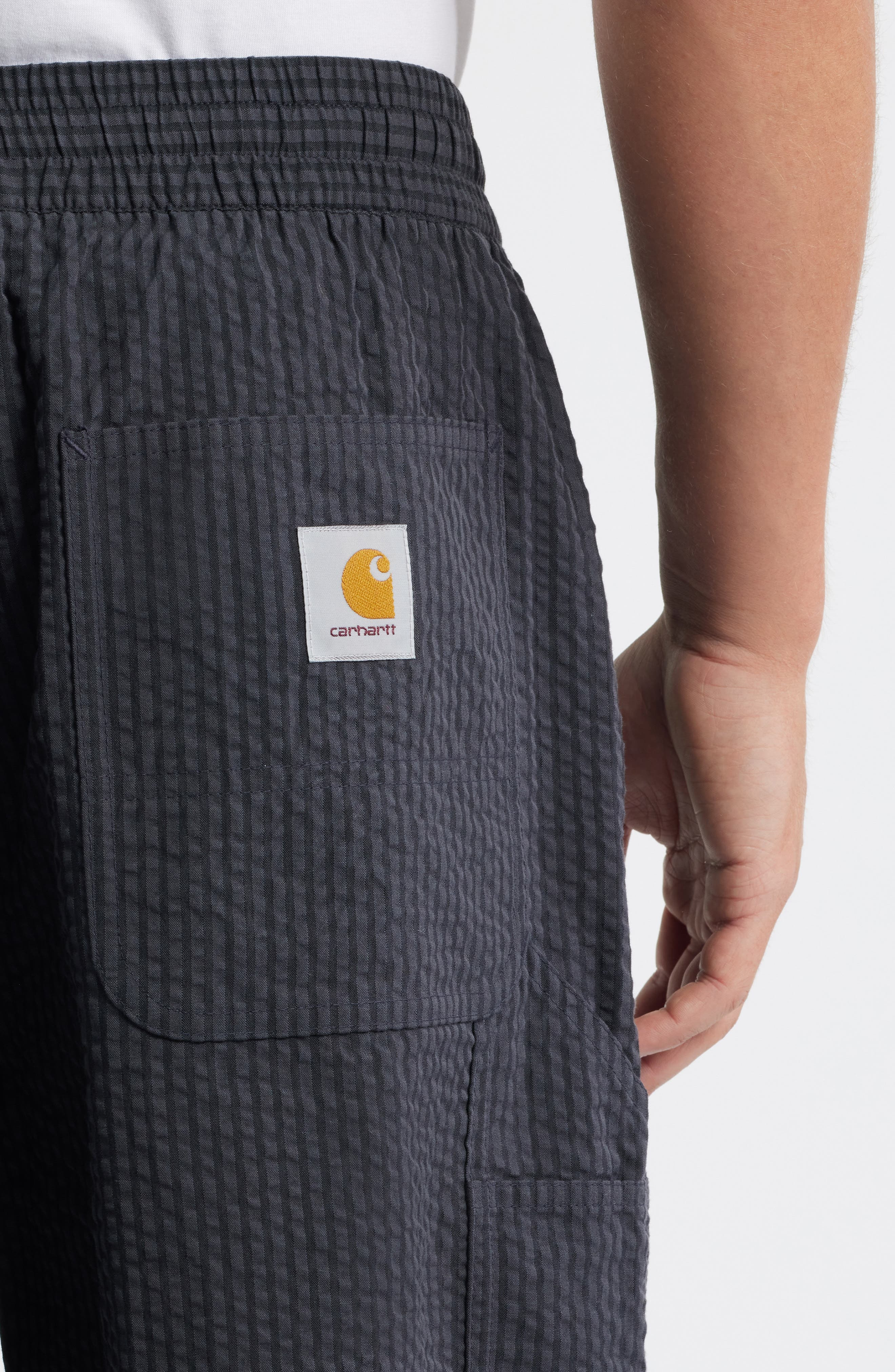 Carhartt Work In Progress Toland Seersucker Shorts in Toland Stripe, Black at Nordstrom - 4