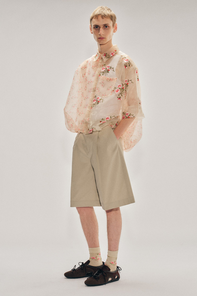 Sheer Patchwork Balloon Hem Shirt 1