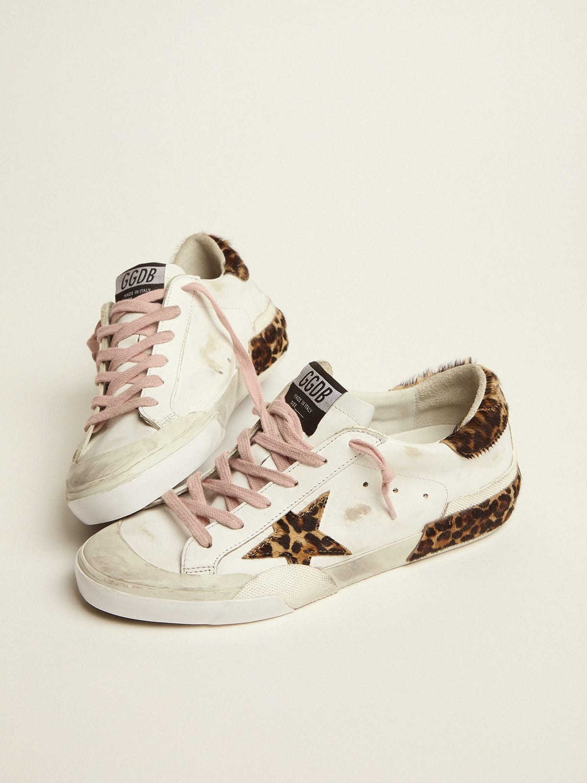 Super-Star sneakers in white leather with details and multi-foxing in leopard-print pony skin - 2