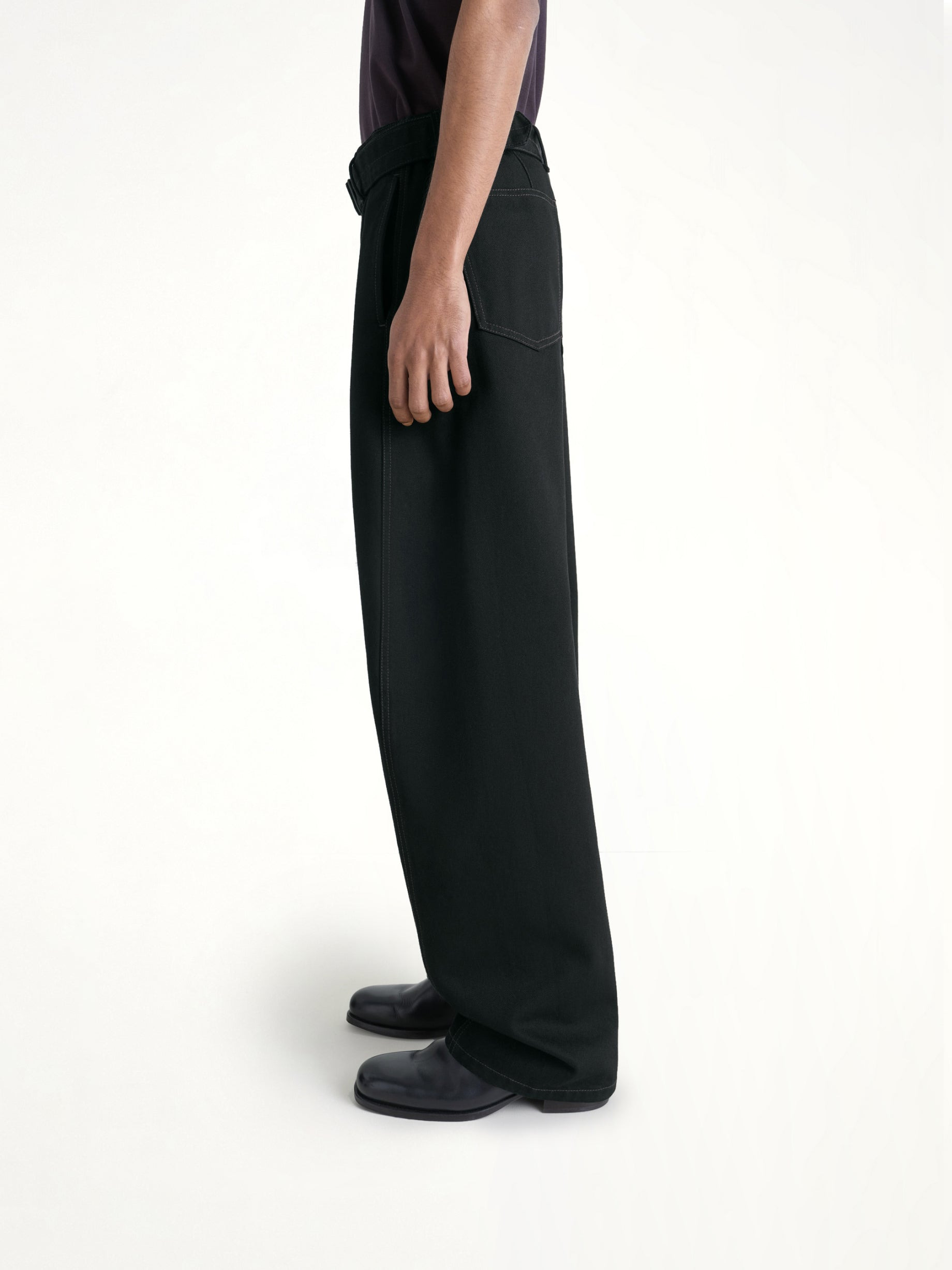 Twisted Belted Pants in Black - 3