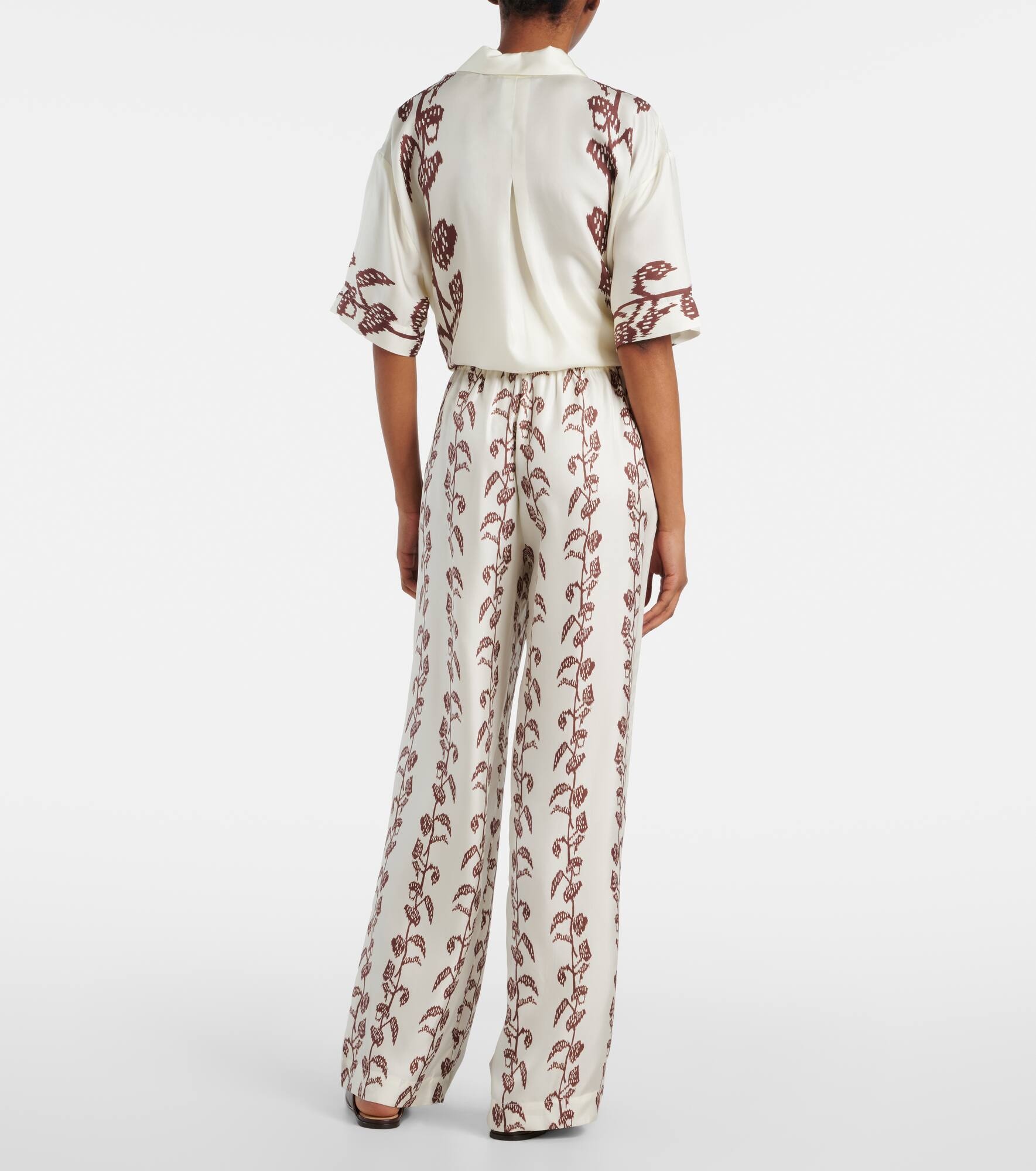 Aurelia silk twill wide-leg pants - 3