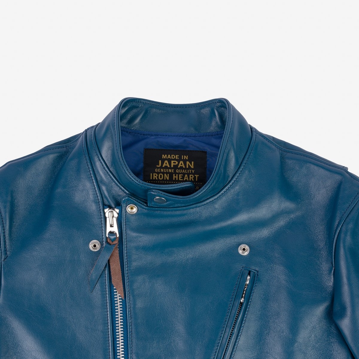 IHJ-128-BLU Japanese Horsehide Double Motorcycle Jacket - Blue - 8