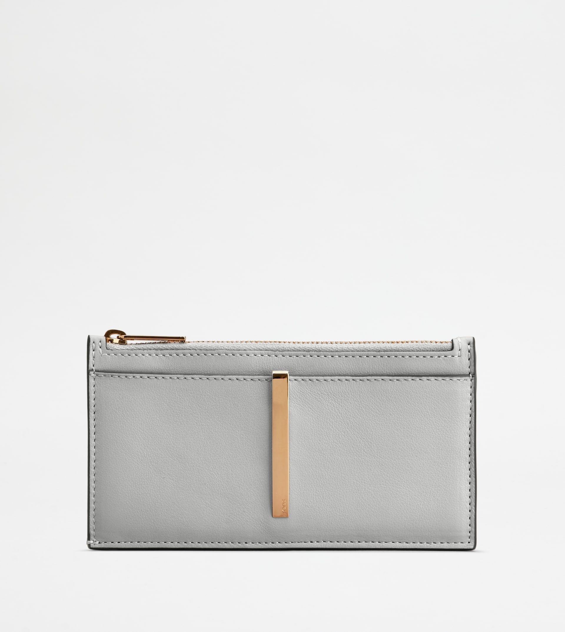 CARD HOLDER IN LEATHER - GREY - 1