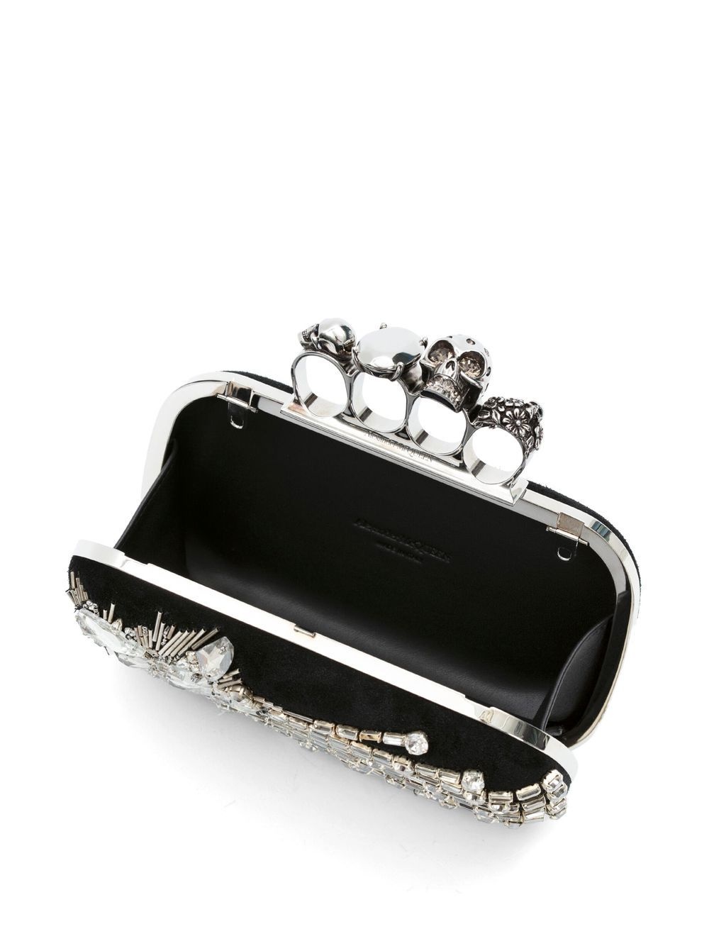 Skull Four Ring crystal-embellished clutch bag - 4