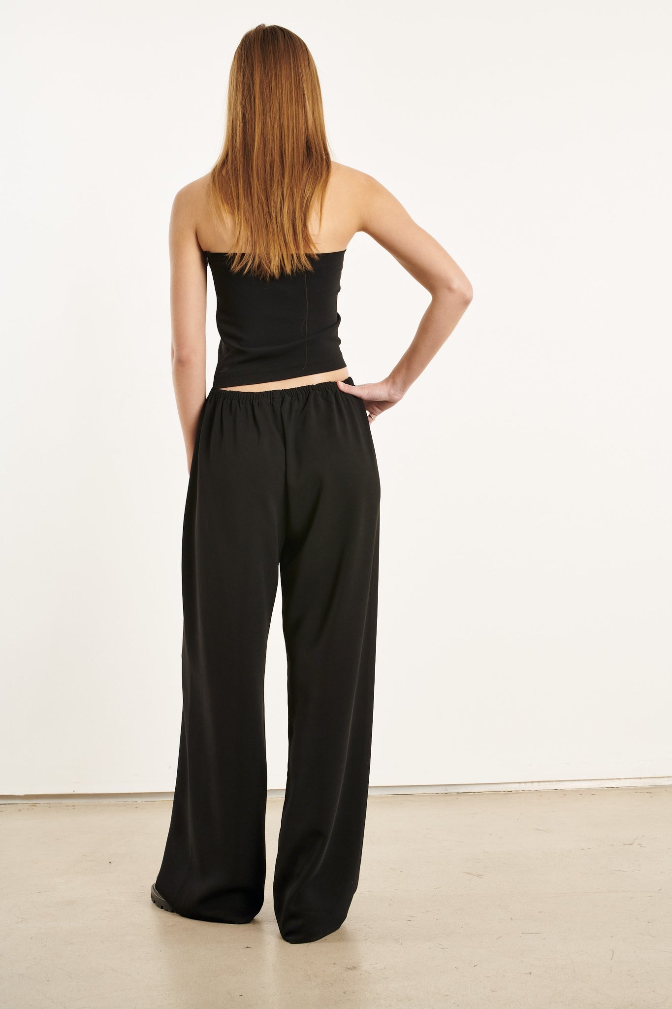 BLACK CREPE EASY PANTS - 5