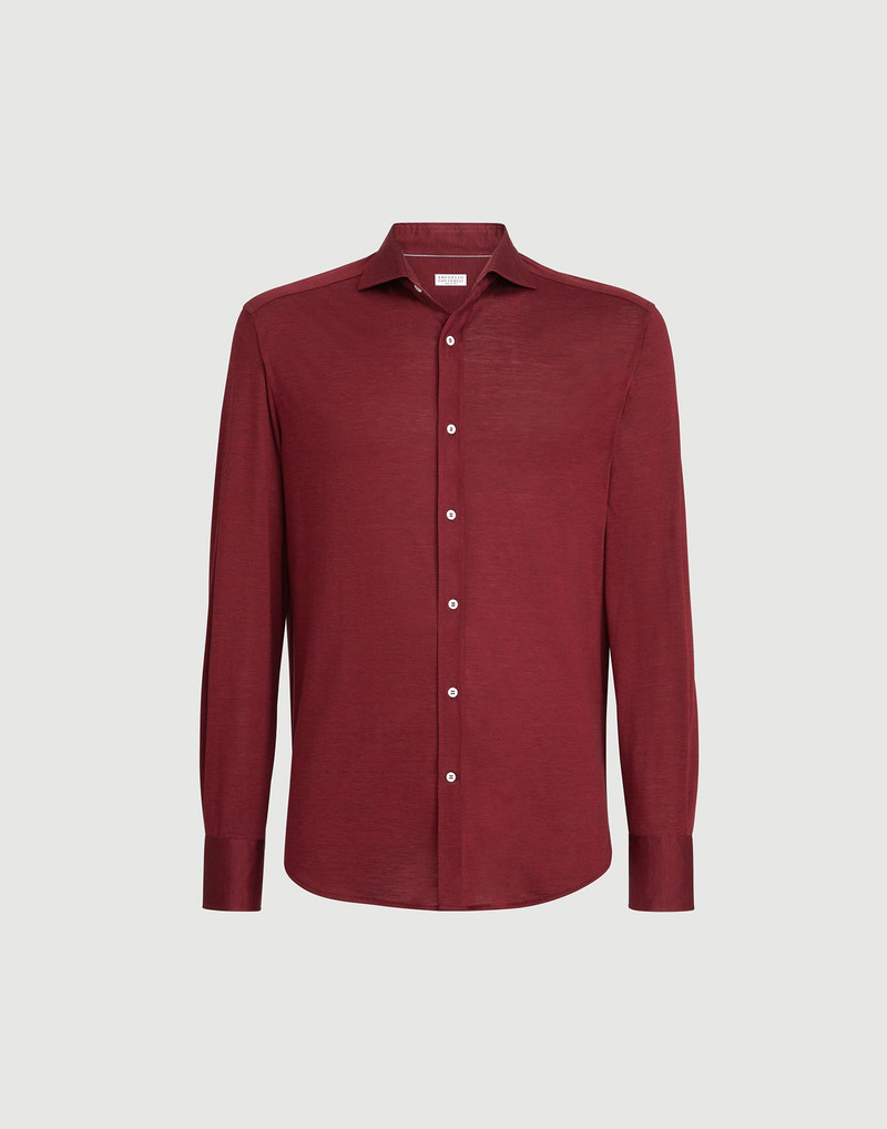 Silk and cotton jersey shirt with spread collar 1