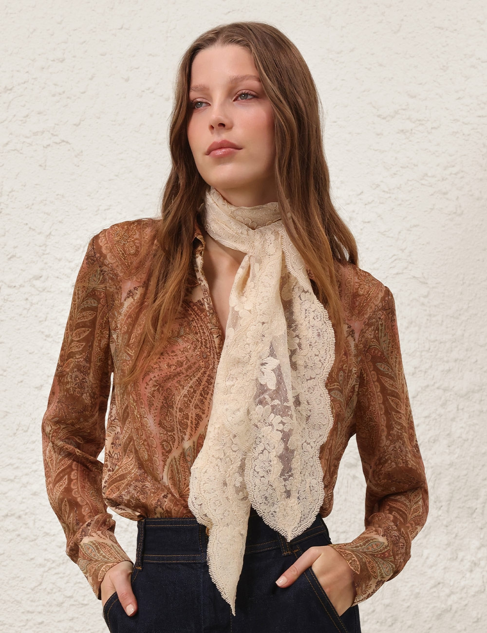 LACE NECK SCARF - 2