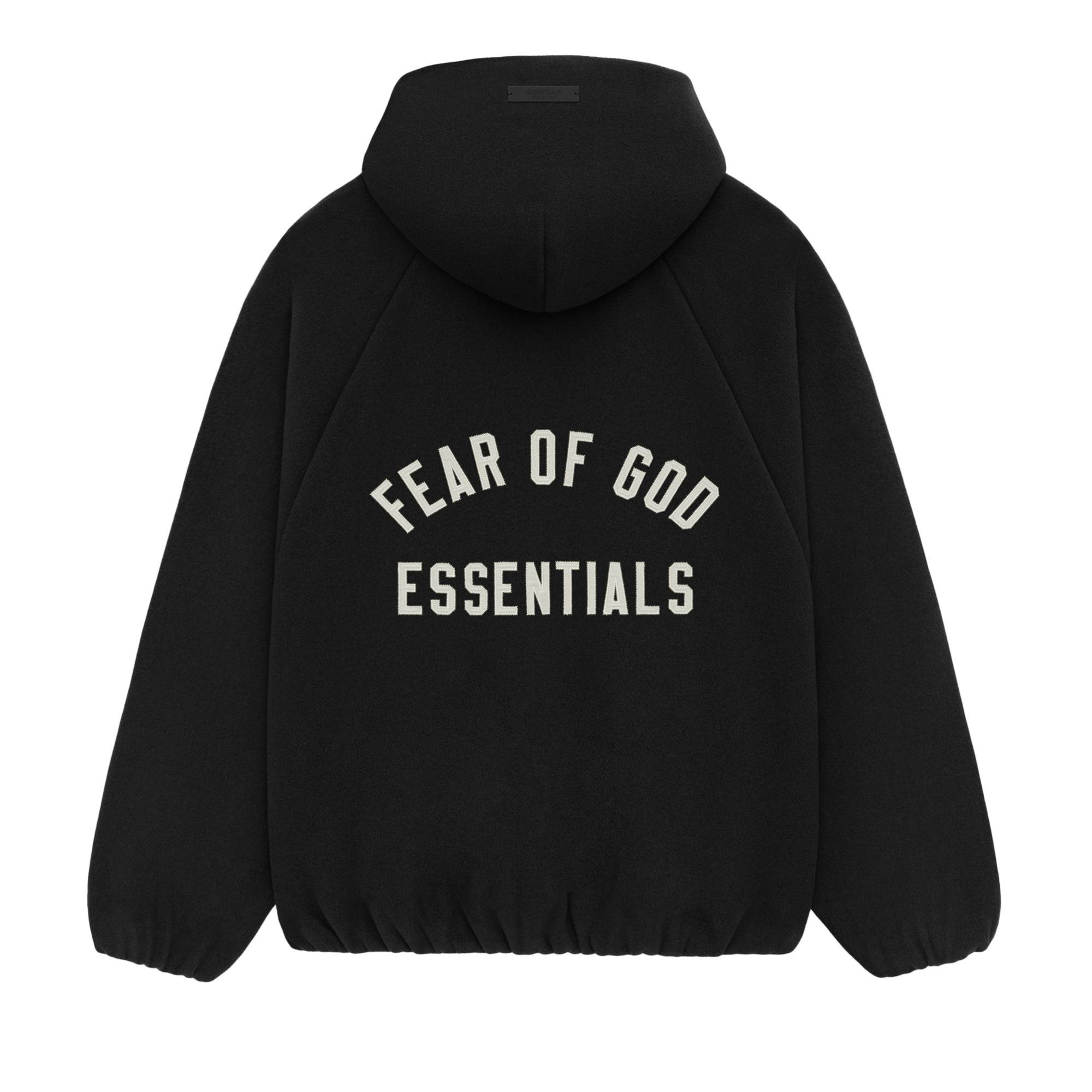 Fear of God Essentials Brushed Hooded Bomber Jacket 'Black' - 2