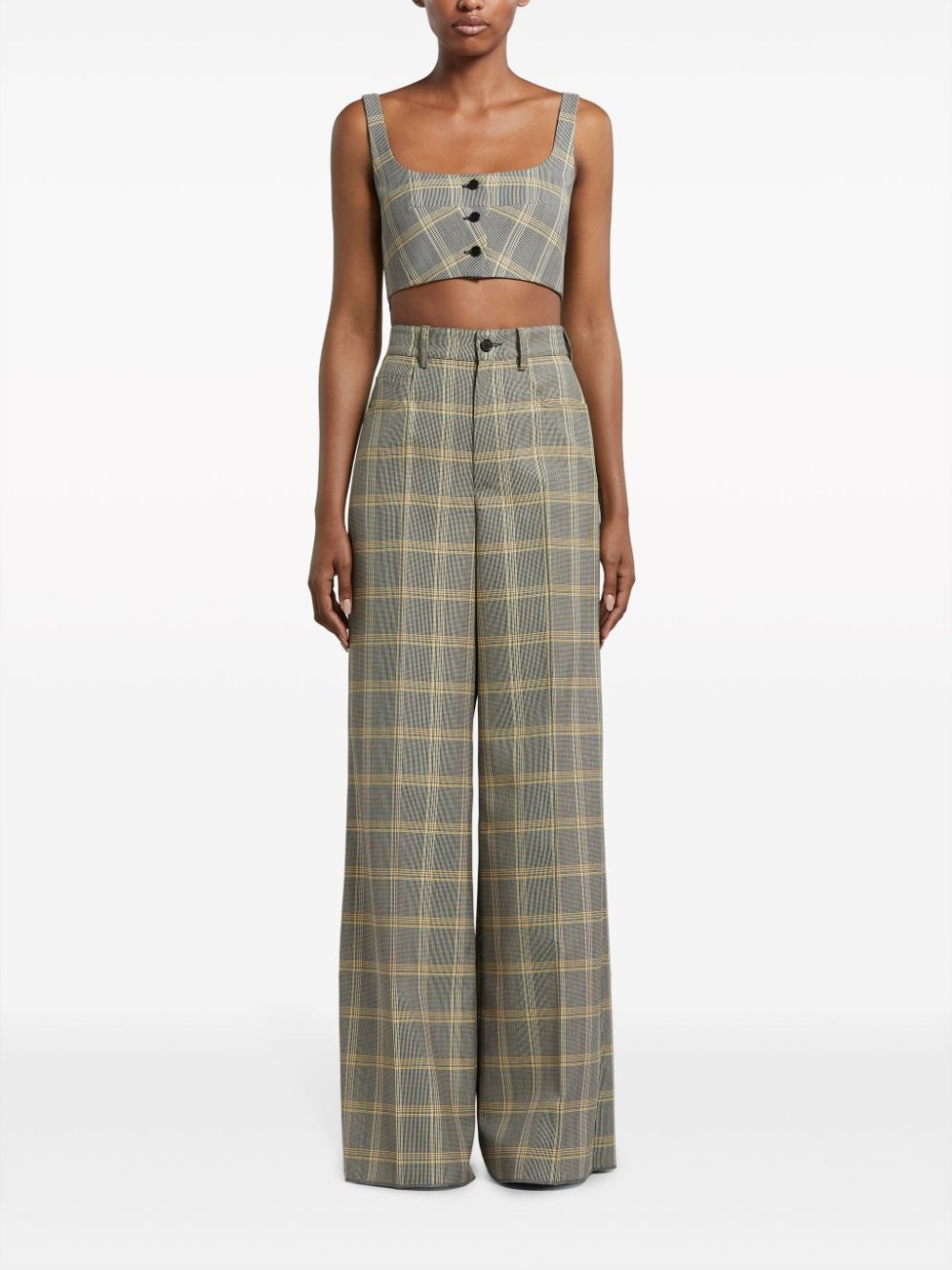 check-pattern palazzo pants - 2