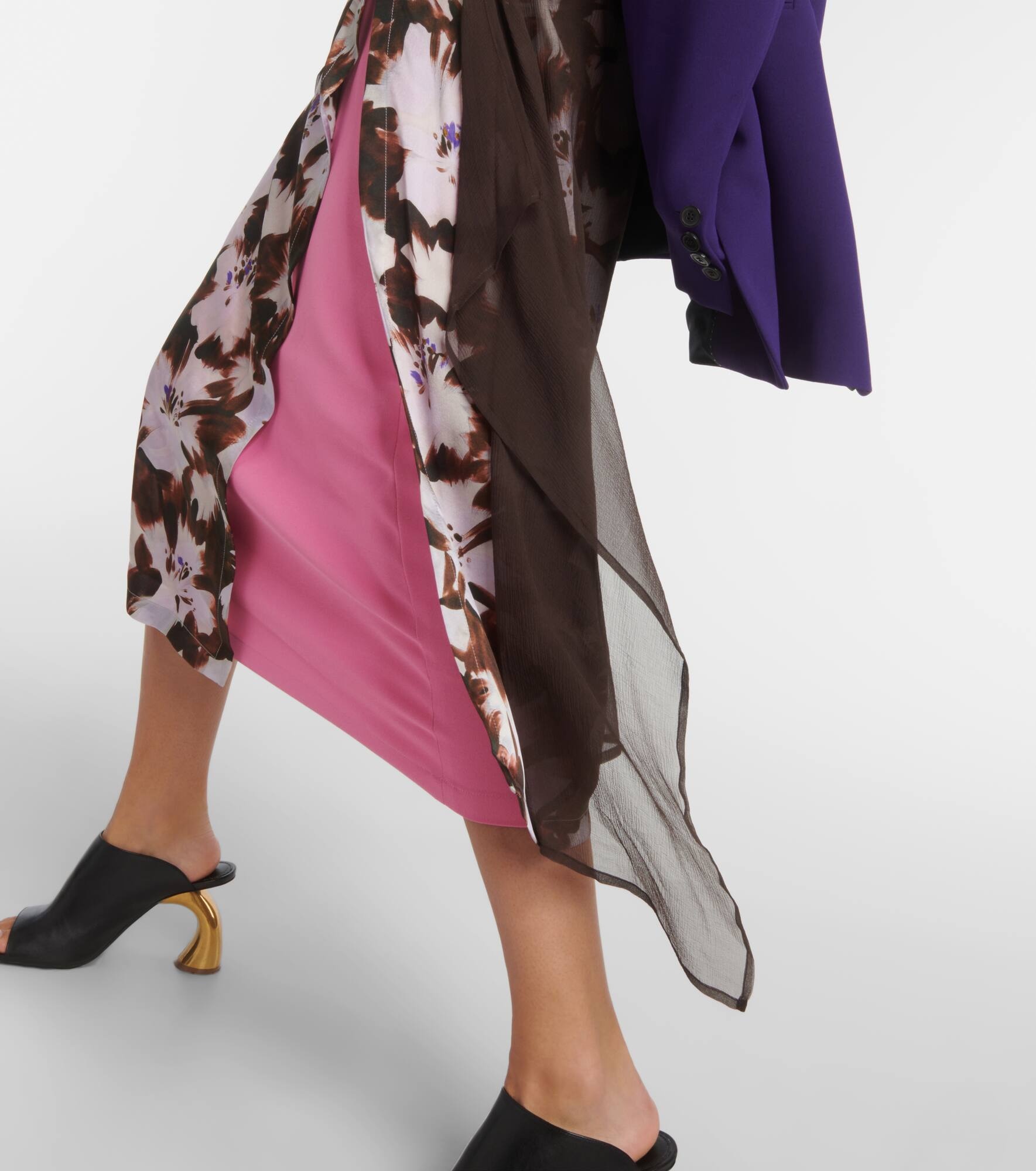 Floral silk-blend midi skirt - 5