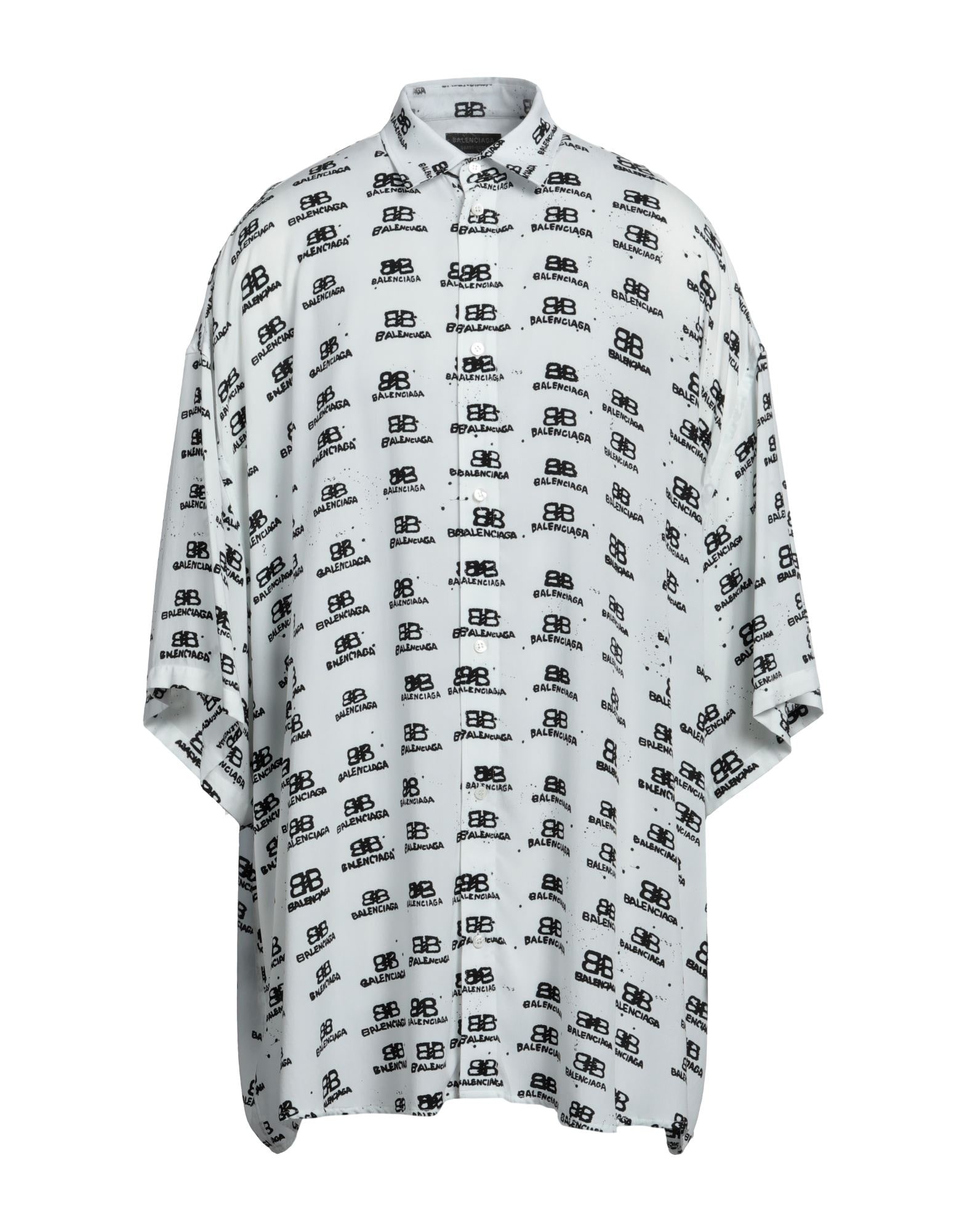 White Men's Patterned Shirt - 1