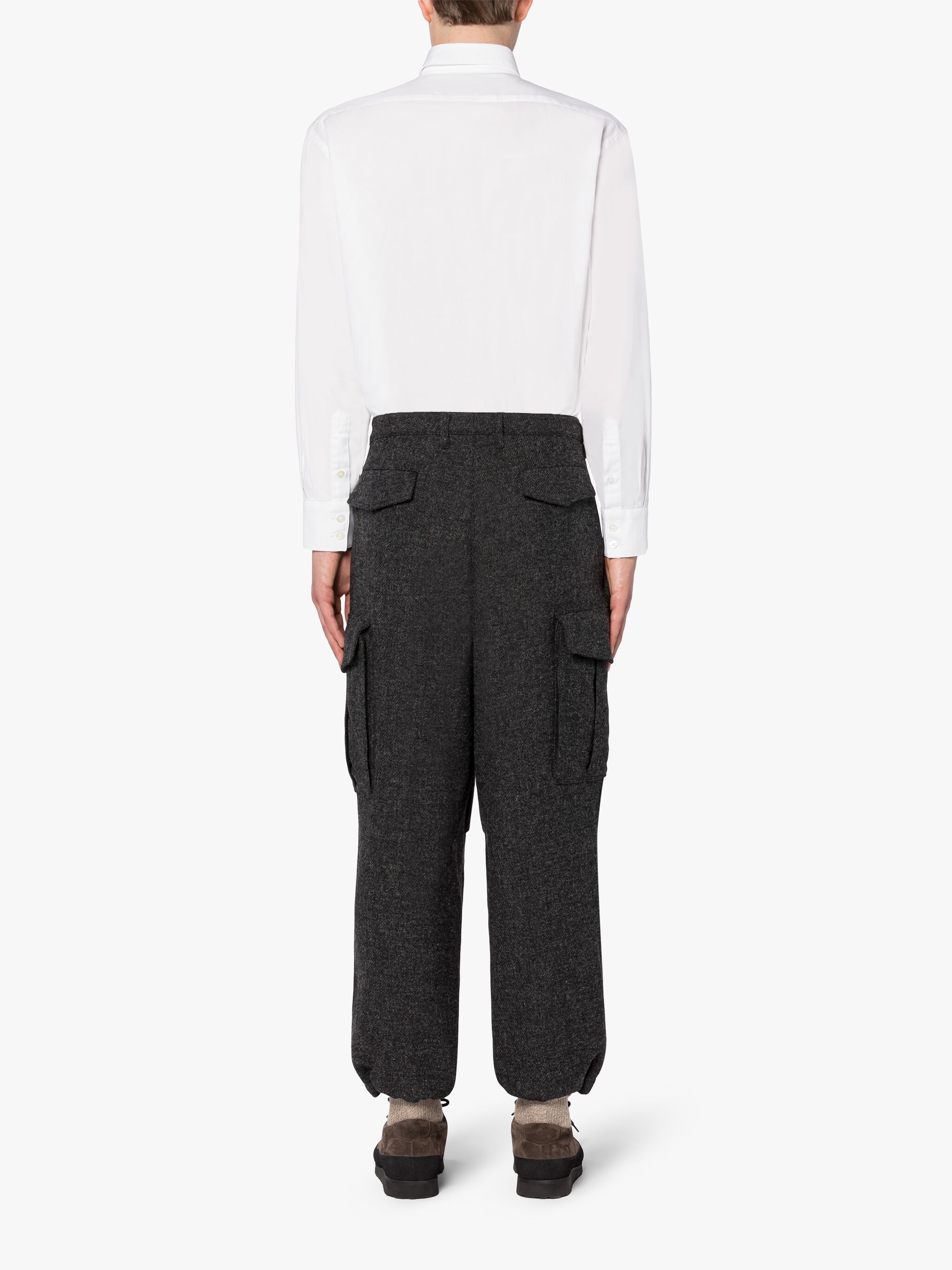GREY WOOL CARGO TROUSERS - 4