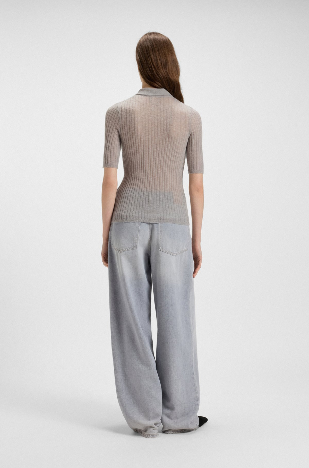 RIBBED KNIT POLO IN WOOL - 4