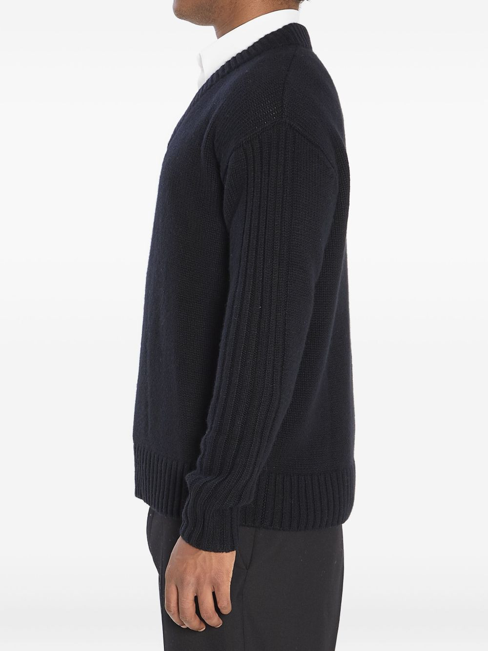 ribbed V-neck cashmere sweater - 3