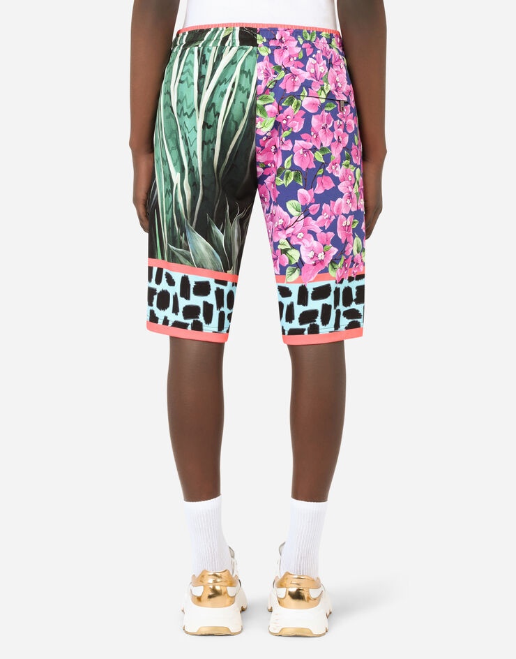 Jersey jogging shorts with jungle mix print - 6