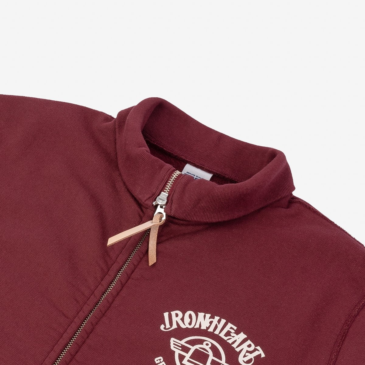 IHSW-60-BUR Printed 14oz Ultra Heavyweight Loopwheel Cotton Zip Up Sweater - Burgundy - 7